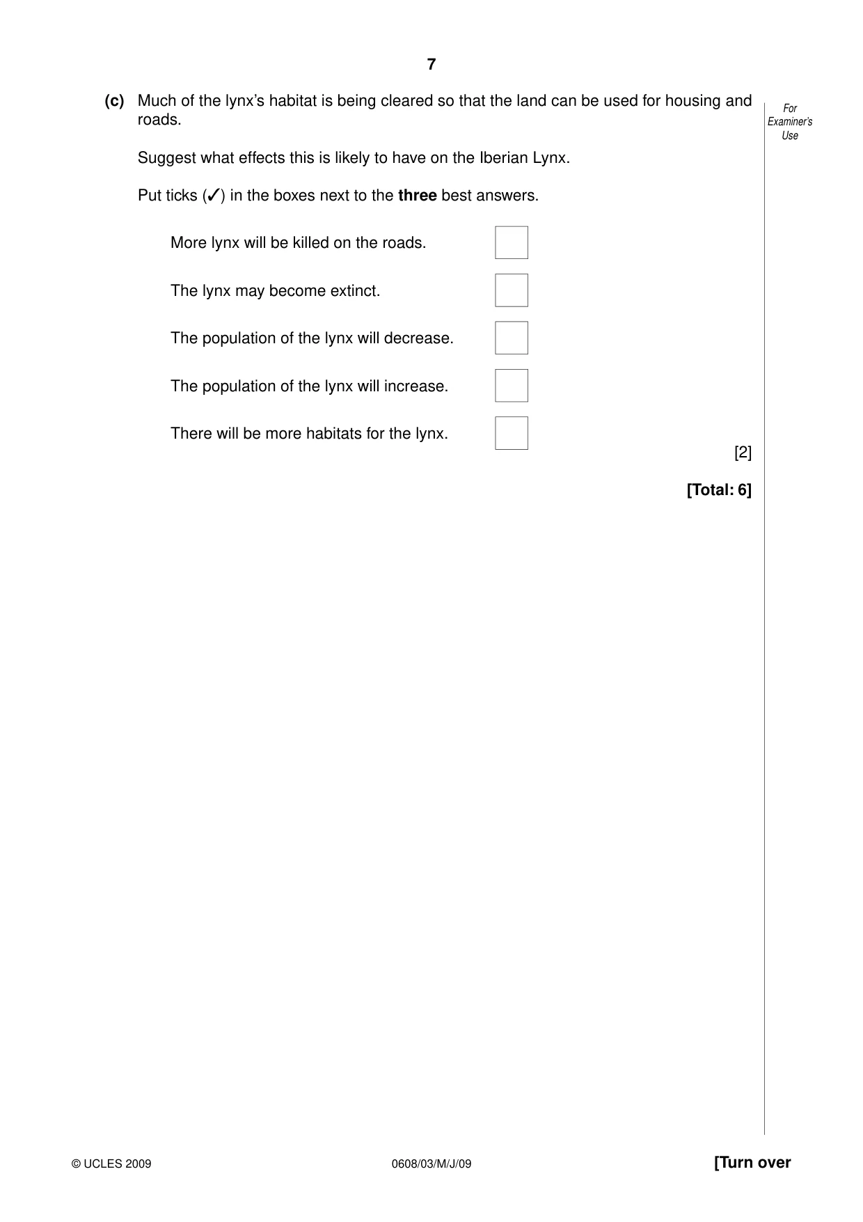 Cambridge IGCSE Twenty-First Century Science 0608 2009 May/June Paper 3 · Variant 1 question paper, page 7 of 20