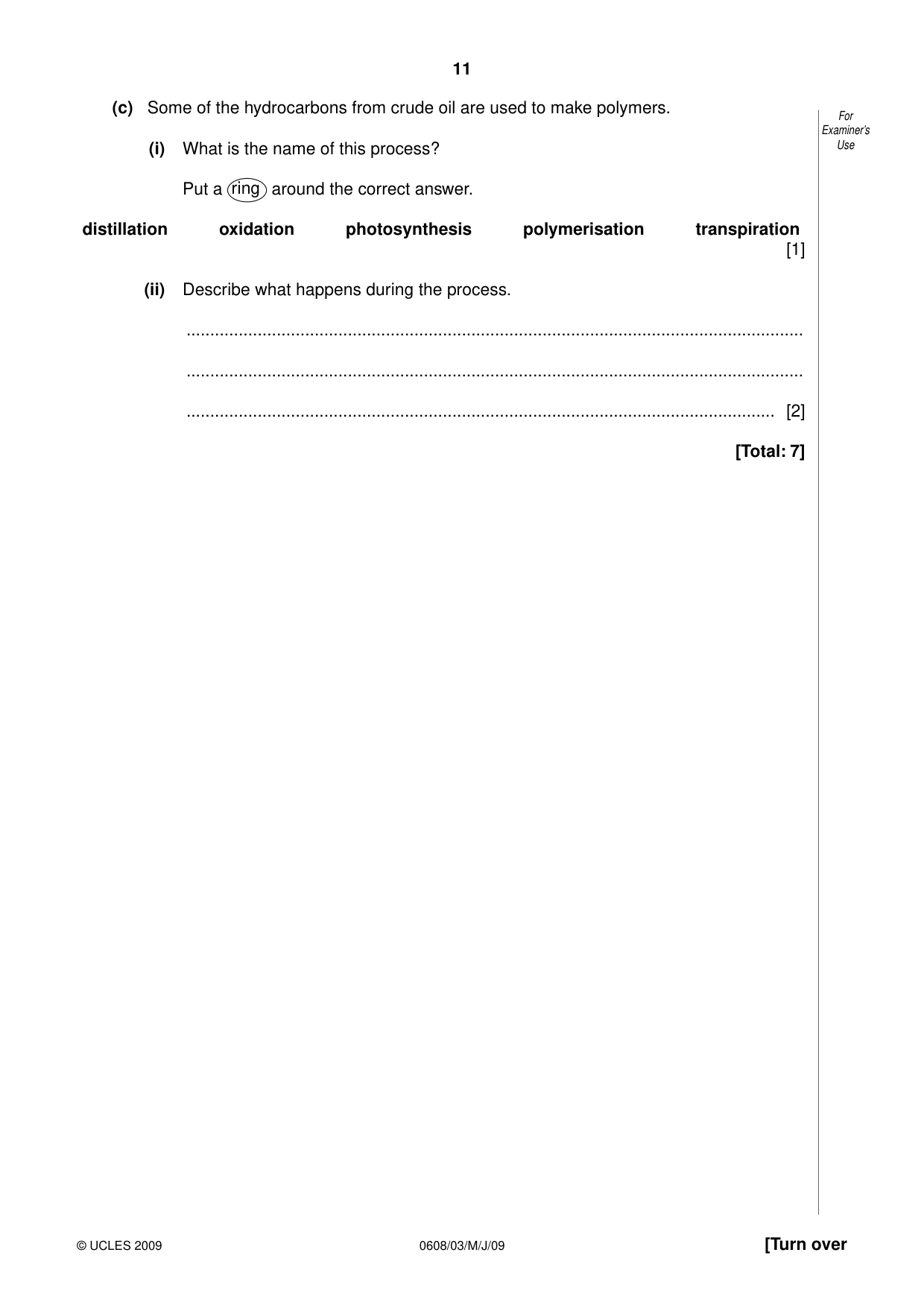 Cambridge IGCSE Twenty-First Century Science 0608 2009 May/June Paper 3 · Variant 1 question paper, page 11 of 20