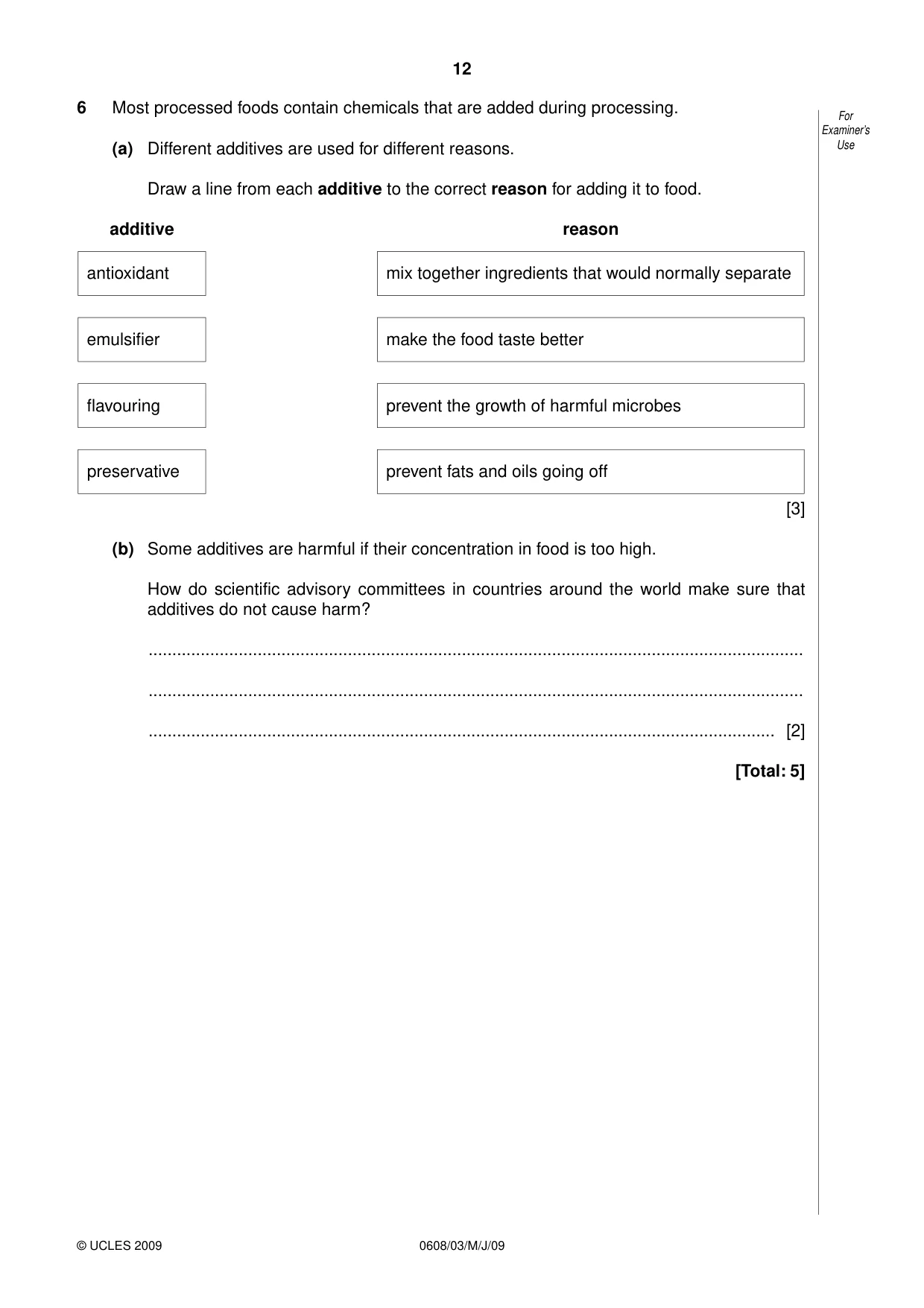 Cambridge IGCSE Twenty-First Century Science 0608 2009 May/June Paper 3 · Variant 1 question paper, page 12 of 20