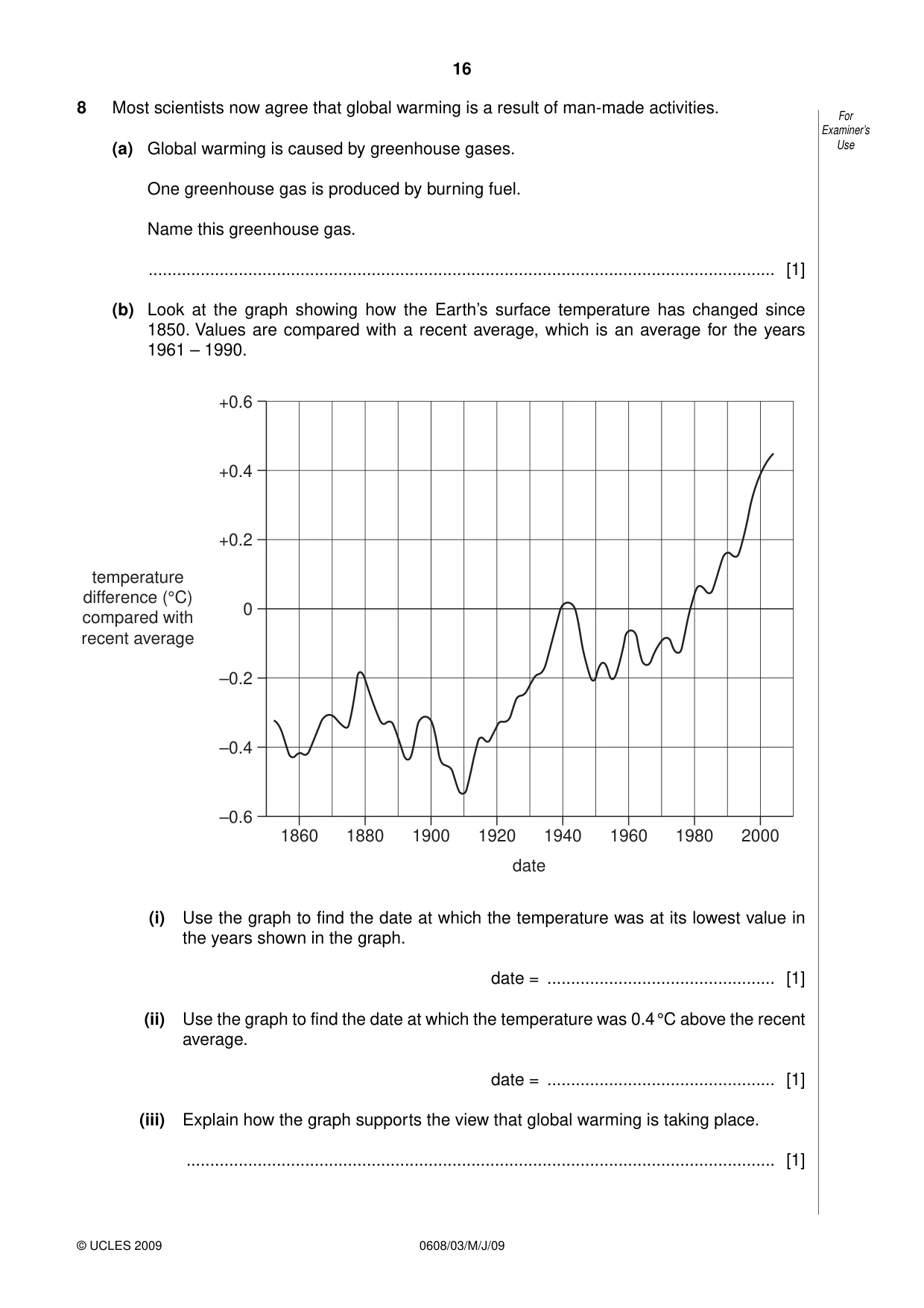 Cambridge IGCSE Twenty-First Century Science 0608 2009 May/June Paper 3 · Variant 1 question paper, page 16 of 20