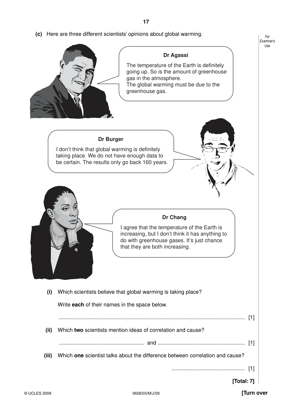 Cambridge IGCSE Twenty-First Century Science 0608 2009 May/June Paper 3 · Variant 1 question paper, page 17 of 20