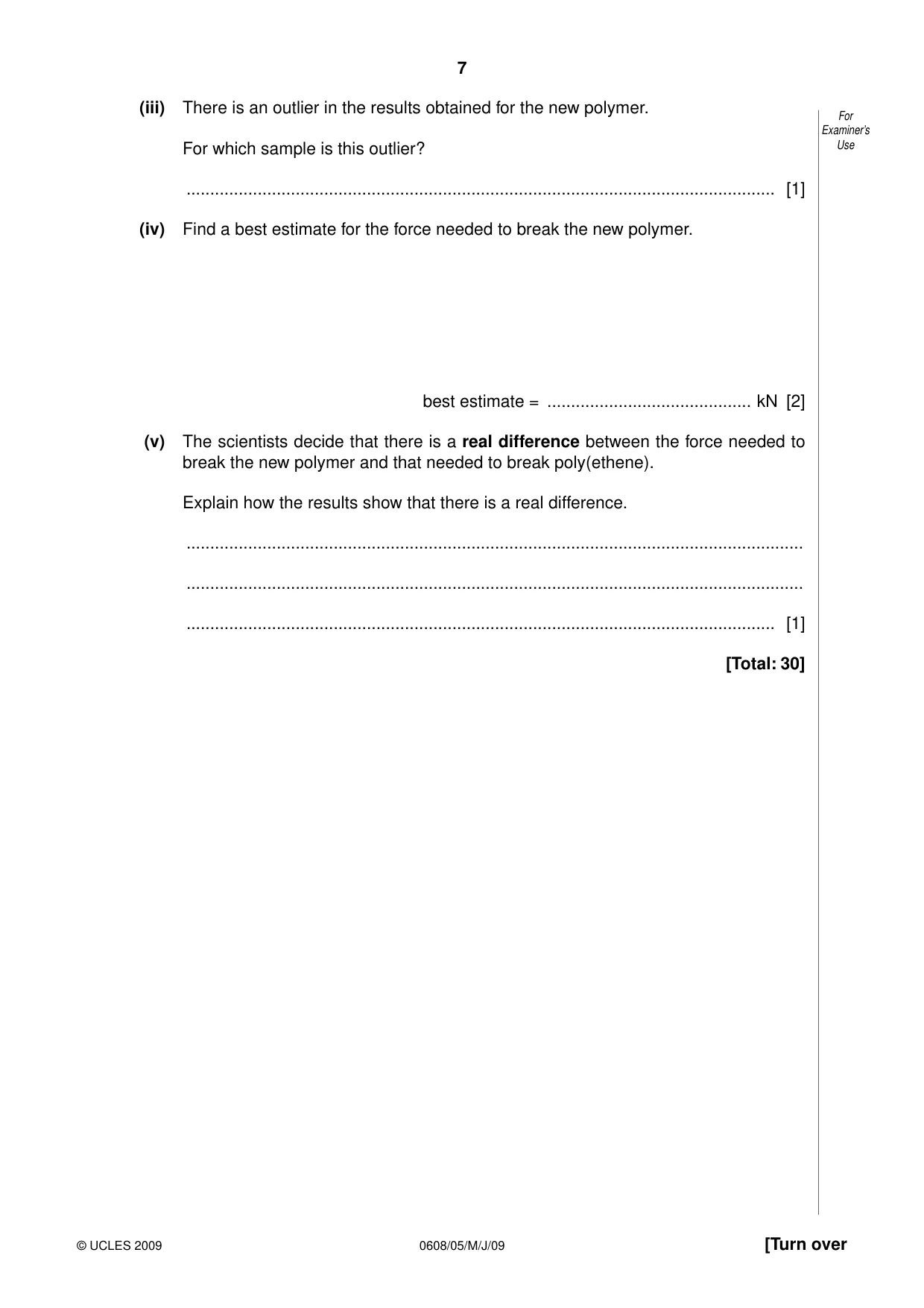 Cambridge IGCSE Twenty-First Century Science 0608 2009 May/June Paper 5 · Variant 1 question paper, page 7 of 16