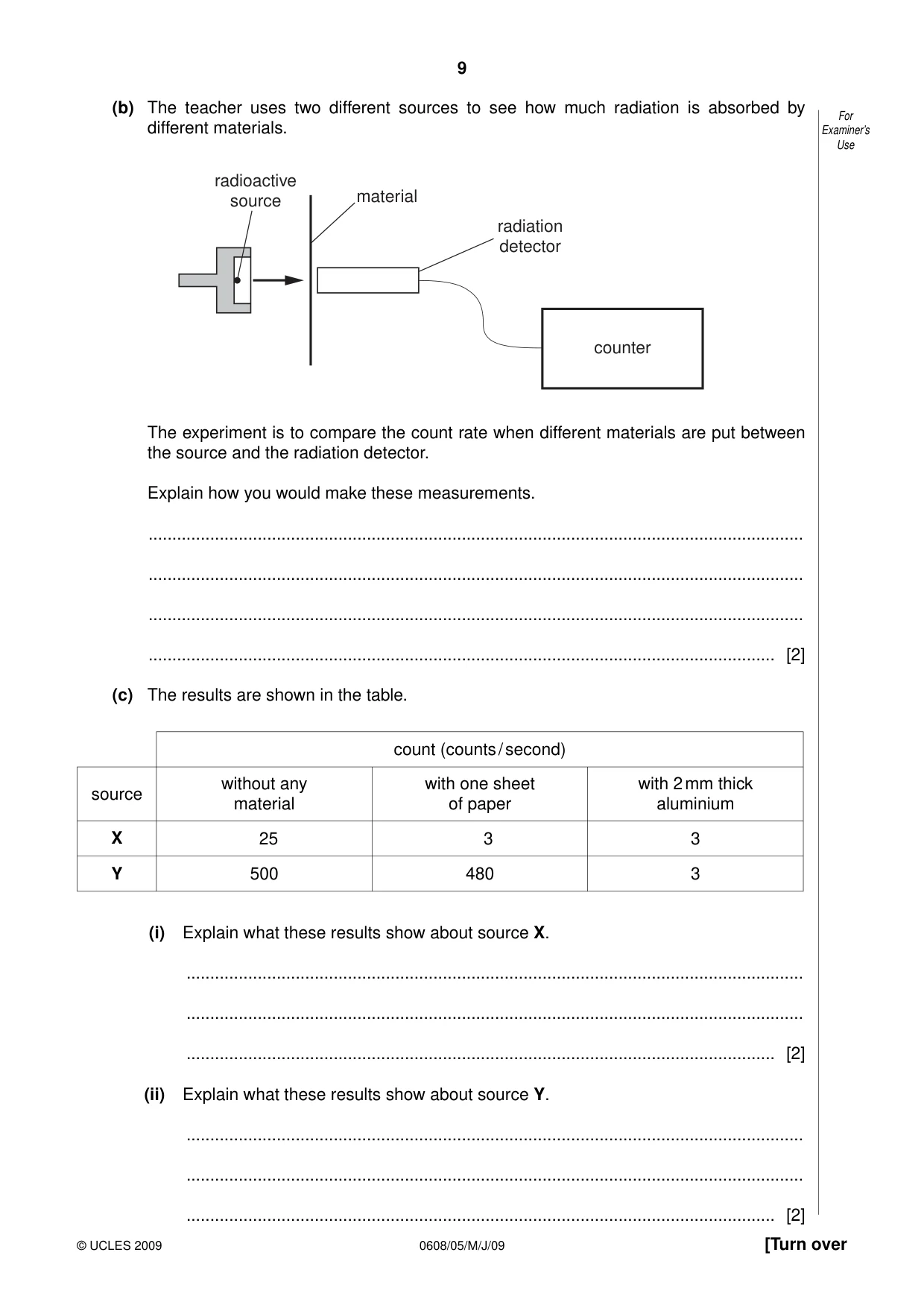 Cambridge IGCSE Twenty-First Century Science 0608 2009 May/June Paper 5 · Variant 1 question paper, page 9 of 16