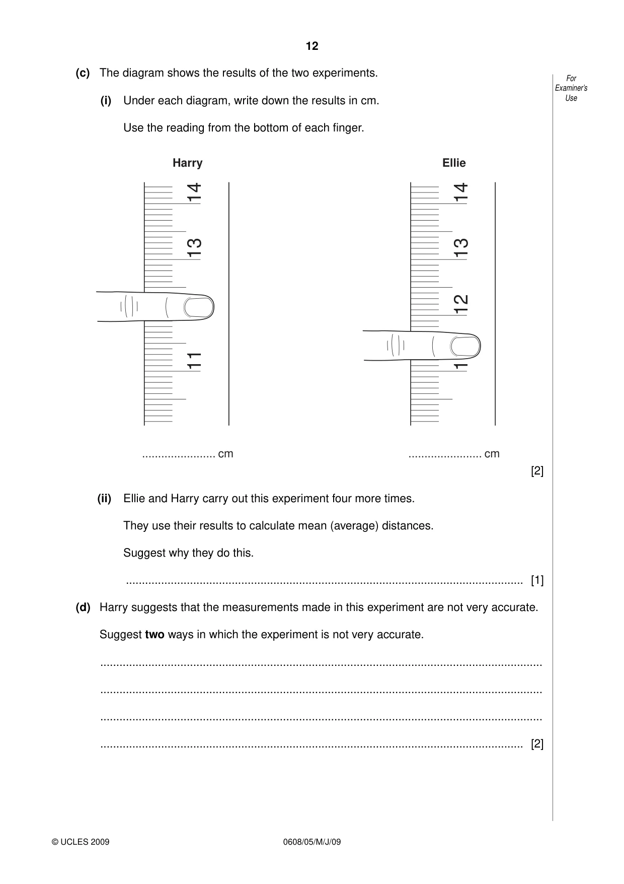 Cambridge IGCSE Twenty-First Century Science 0608 2009 May/June Paper 5 · Variant 1 question paper, page 12 of 16