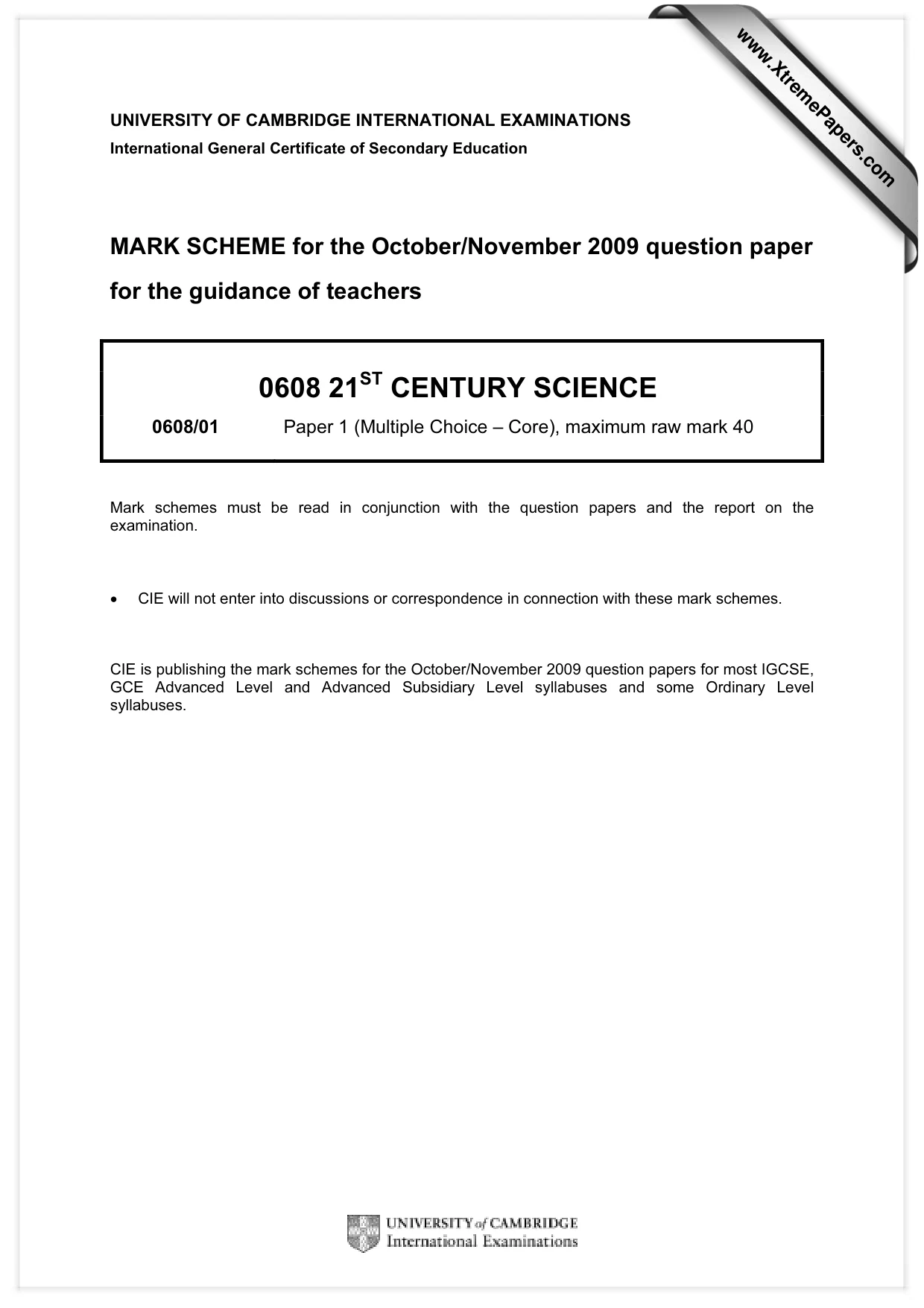 Mark scheme, page 1 of 2