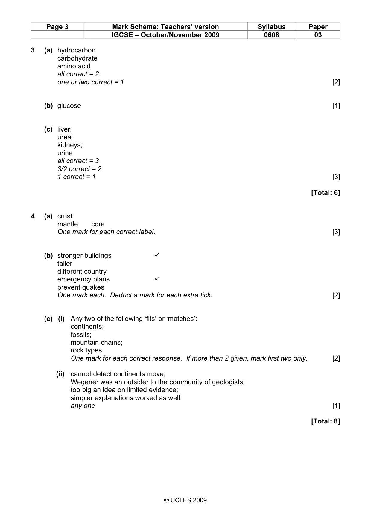 Mark scheme, page 3 of 6