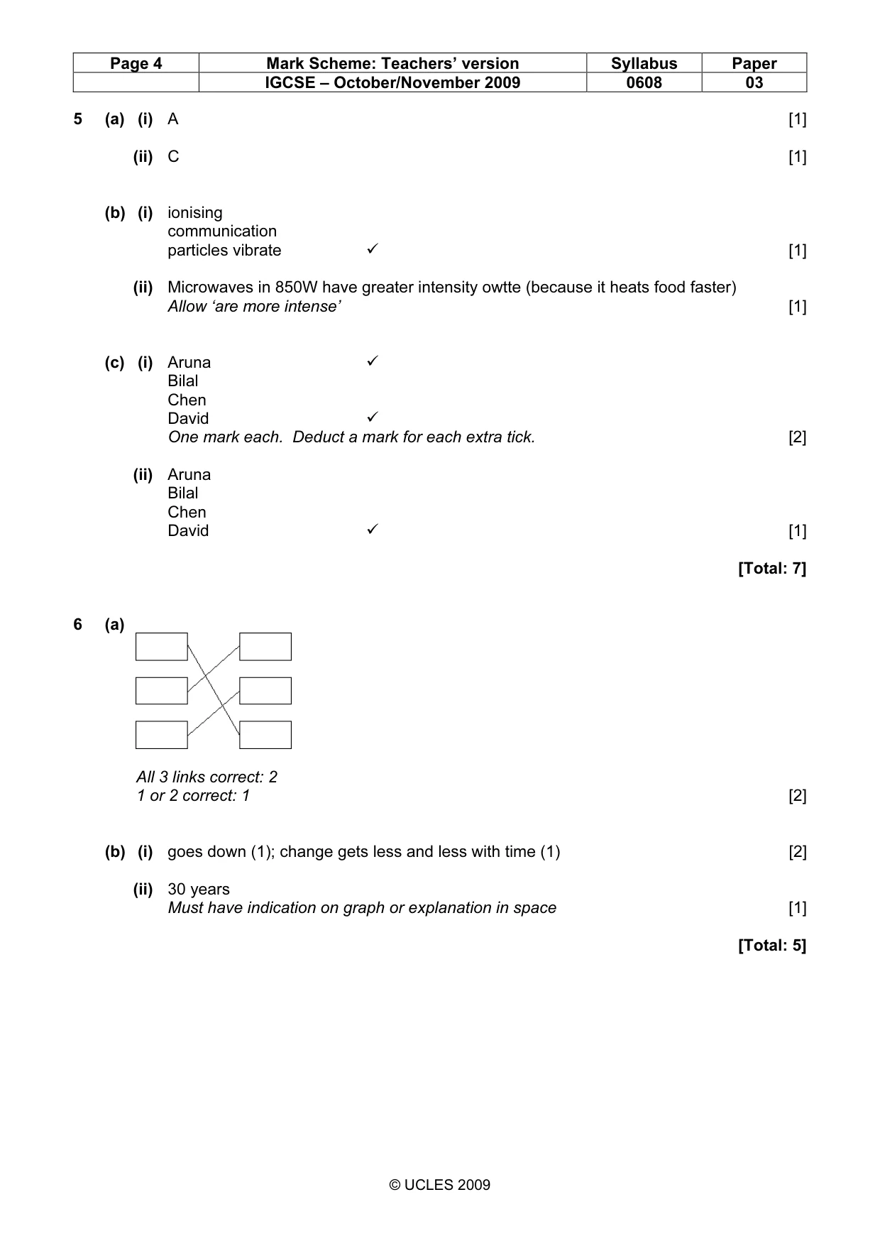 Mark scheme, page 4 of 6