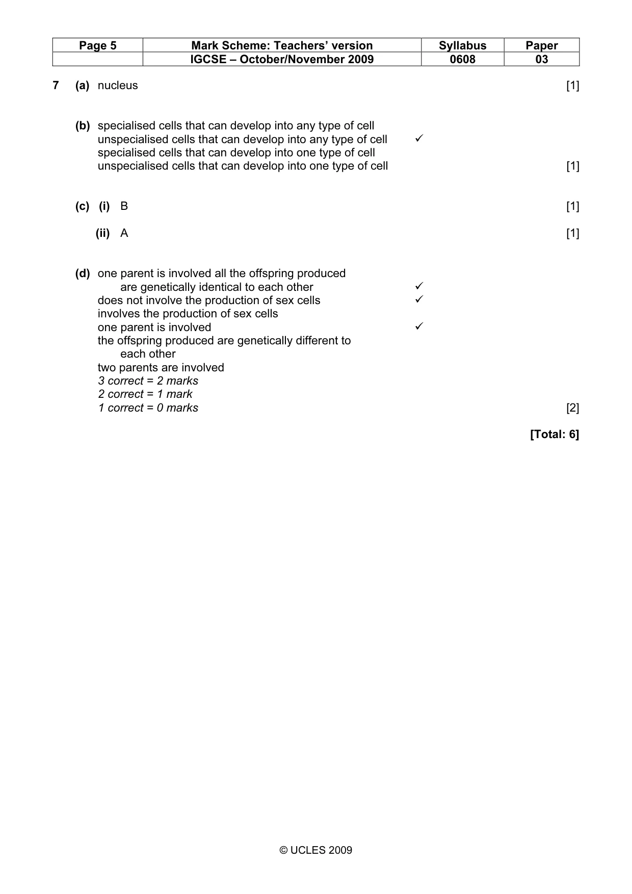 Mark scheme, page 5 of 6