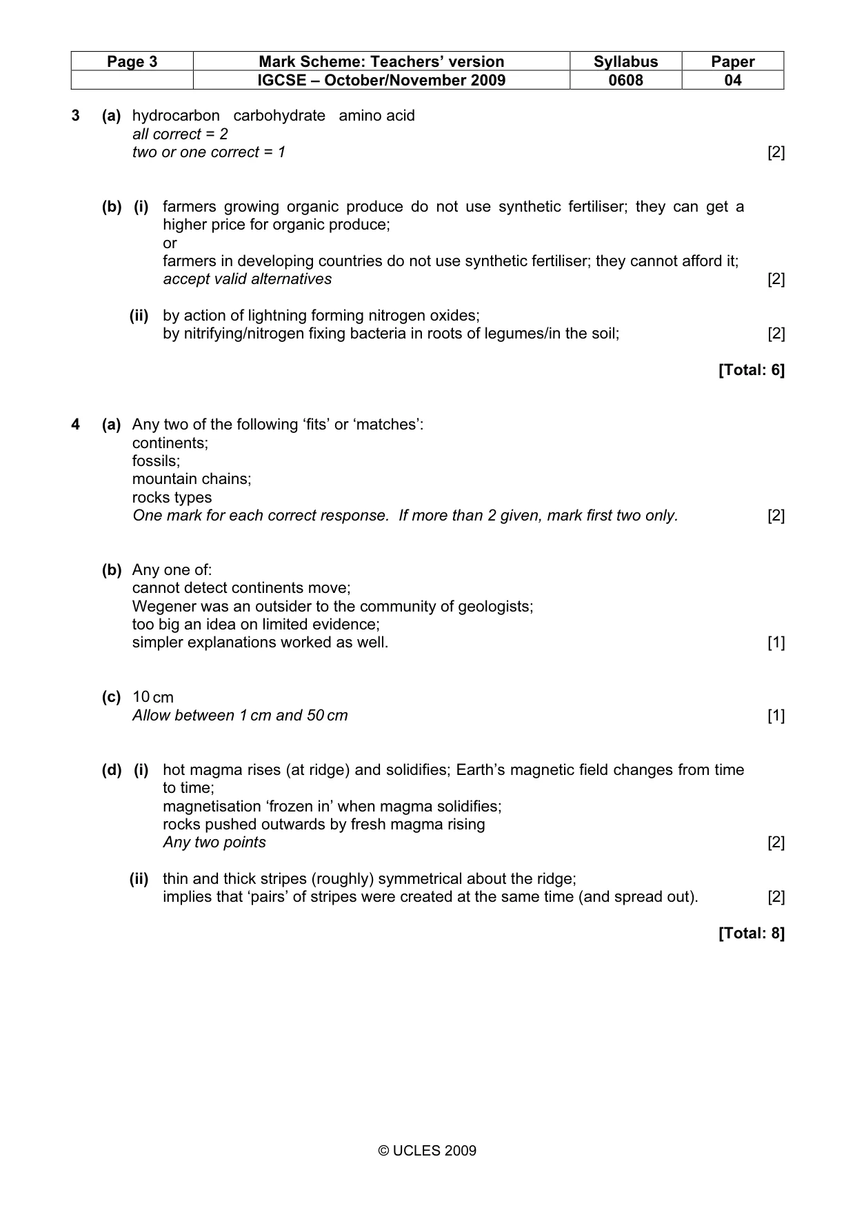 Mark scheme, page 3 of 6