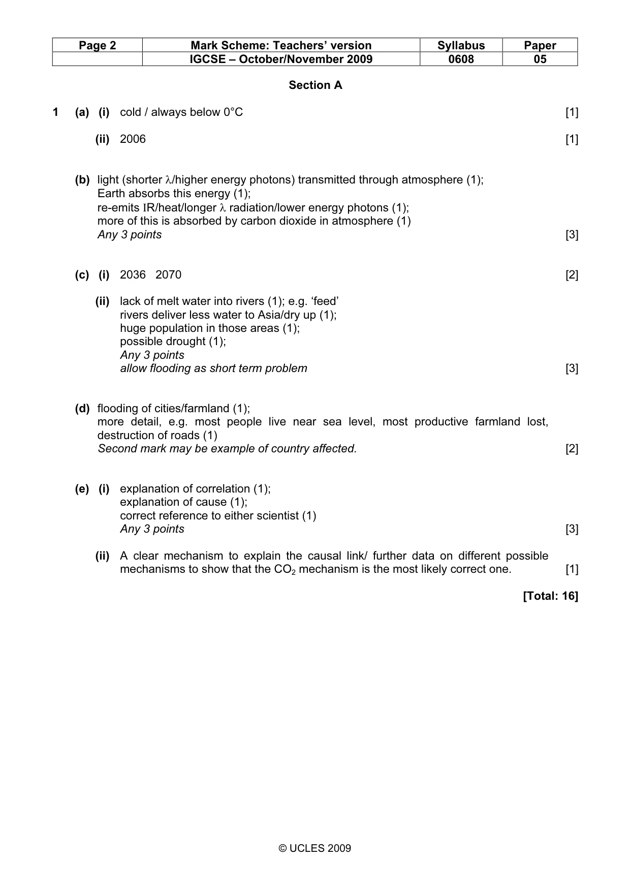 Mark scheme, page 2 of 5