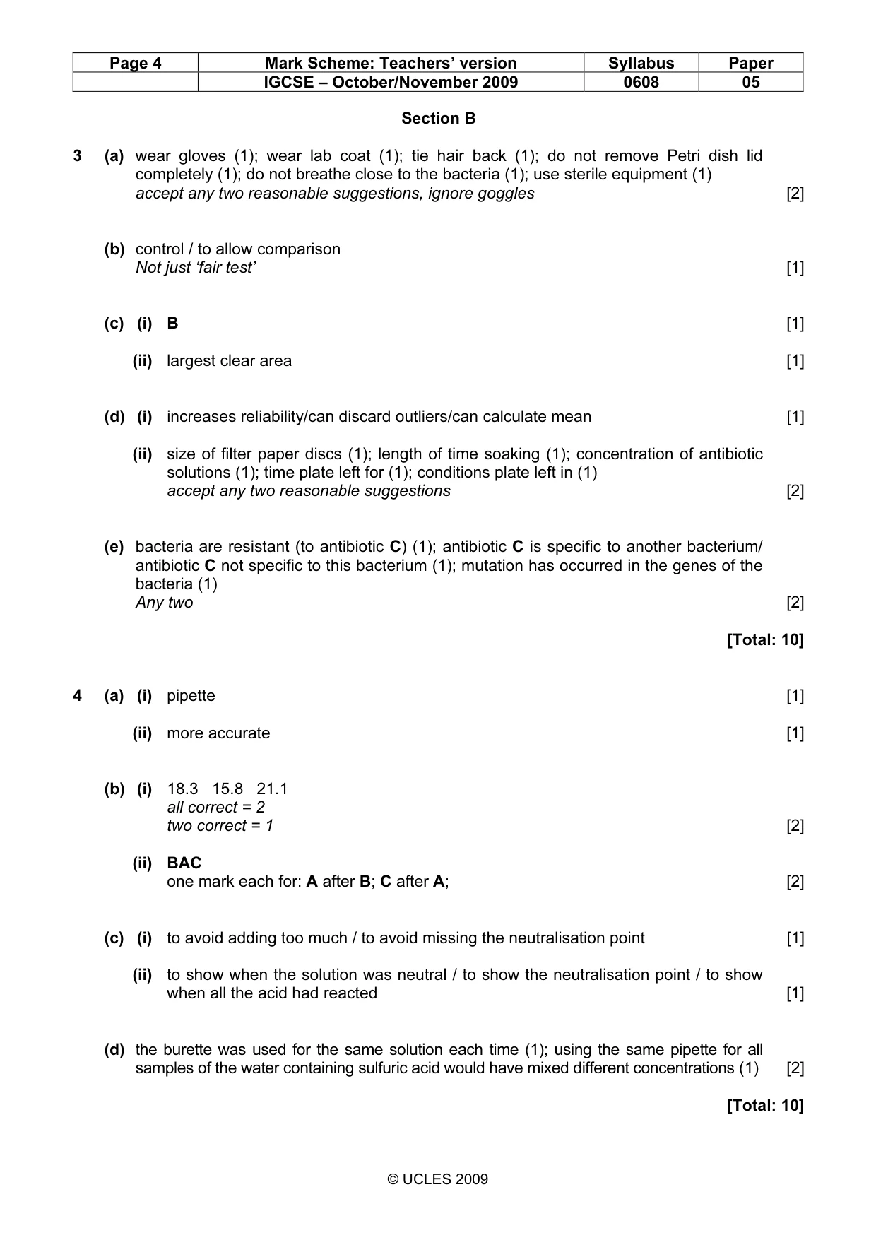 Mark scheme, page 4 of 5