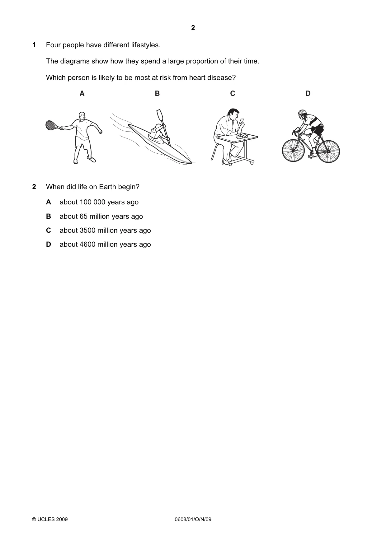 Cambridge IGCSE Twenty-First Century Science 0608 2009 Oct/Nov Paper 1 · Variant 1 question paper, page 2 of 20