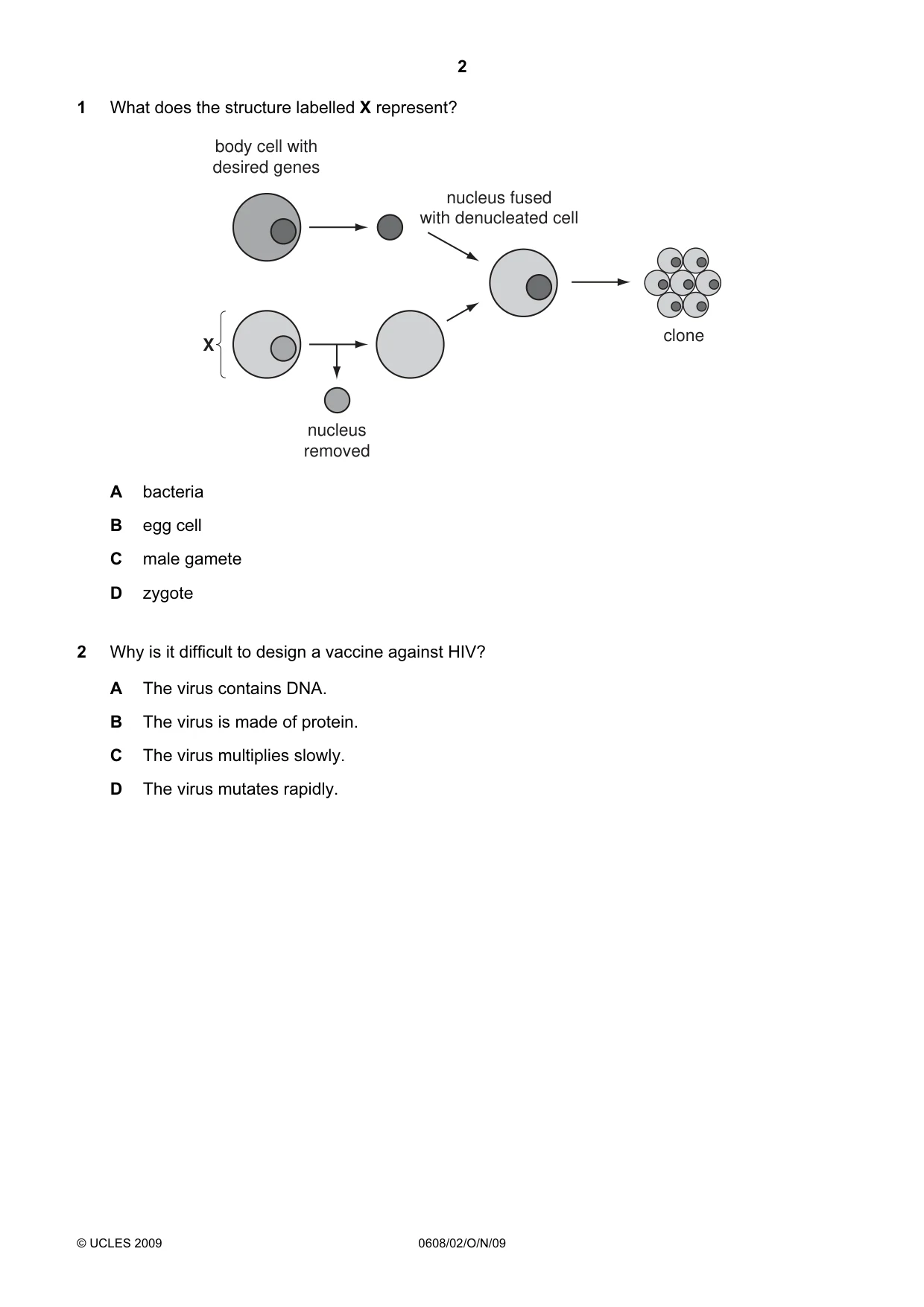 Cambridge IGCSE Twenty-First Century Science 0608 2009 Oct/Nov Paper 2 · Variant 1 question paper, page 2 of 20
