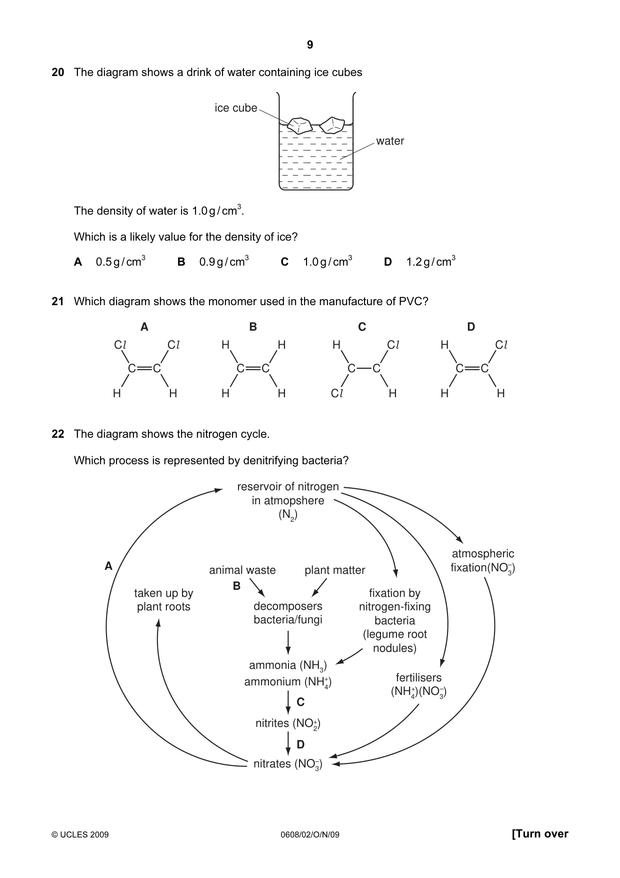 Cambridge IGCSE Twenty-First Century Science 0608 2009 Oct/Nov Paper 2 · Variant 1 question paper, page 9 of 20