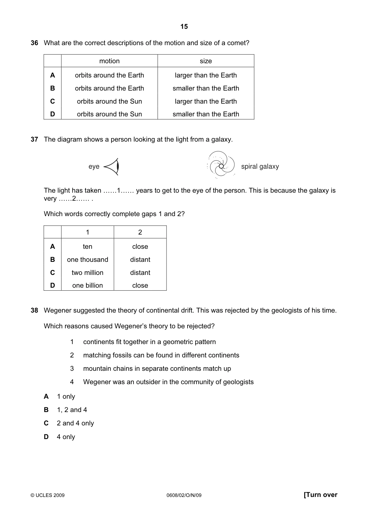 Cambridge IGCSE Twenty-First Century Science 0608 2009 Oct/Nov Paper 2 · Variant 1 question paper, page 15 of 20