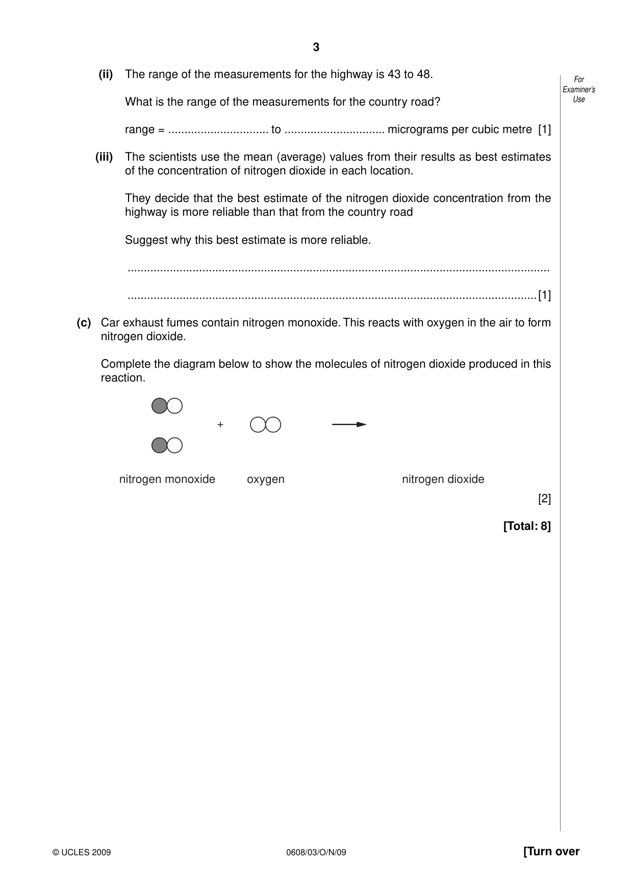 Cambridge IGCSE Twenty-First Century Science 0608 2009 Oct/Nov Paper 3 · Variant 1 question paper, page 3 of 16