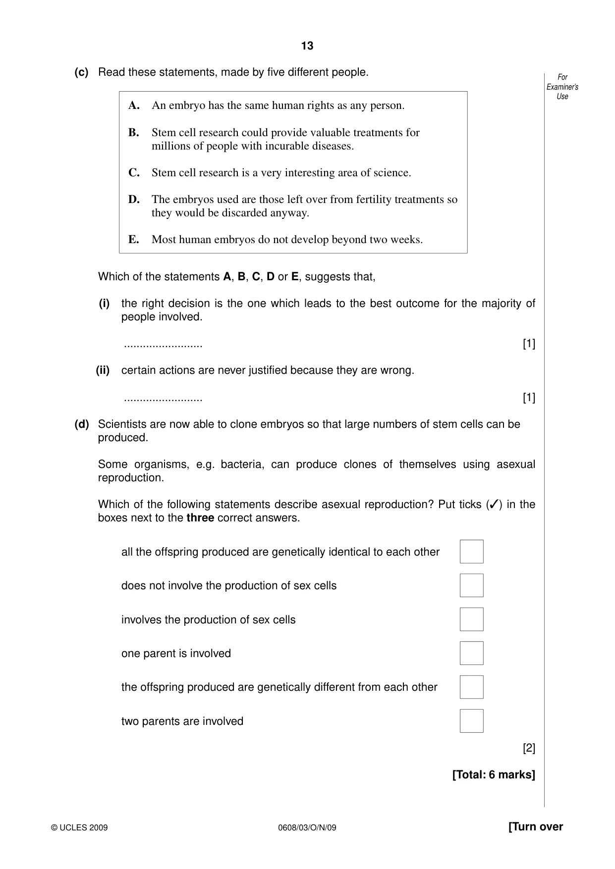 Cambridge IGCSE Twenty-First Century Science 0608 2009 Oct/Nov Paper 3 · Variant 1 question paper, page 13 of 16