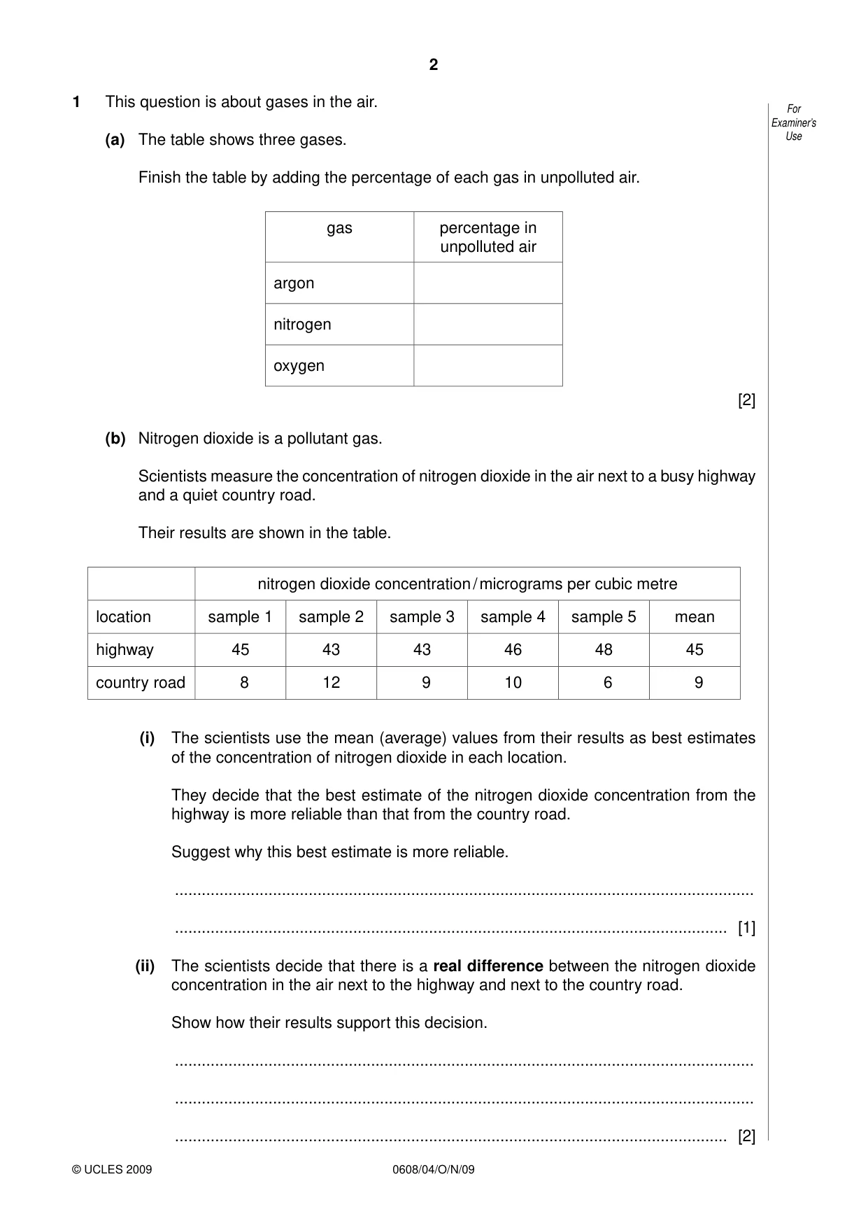 Cambridge IGCSE Twenty-First Century Science 0608 2009 Oct/Nov Paper 4 · Variant 1 question paper, page 2 of 16