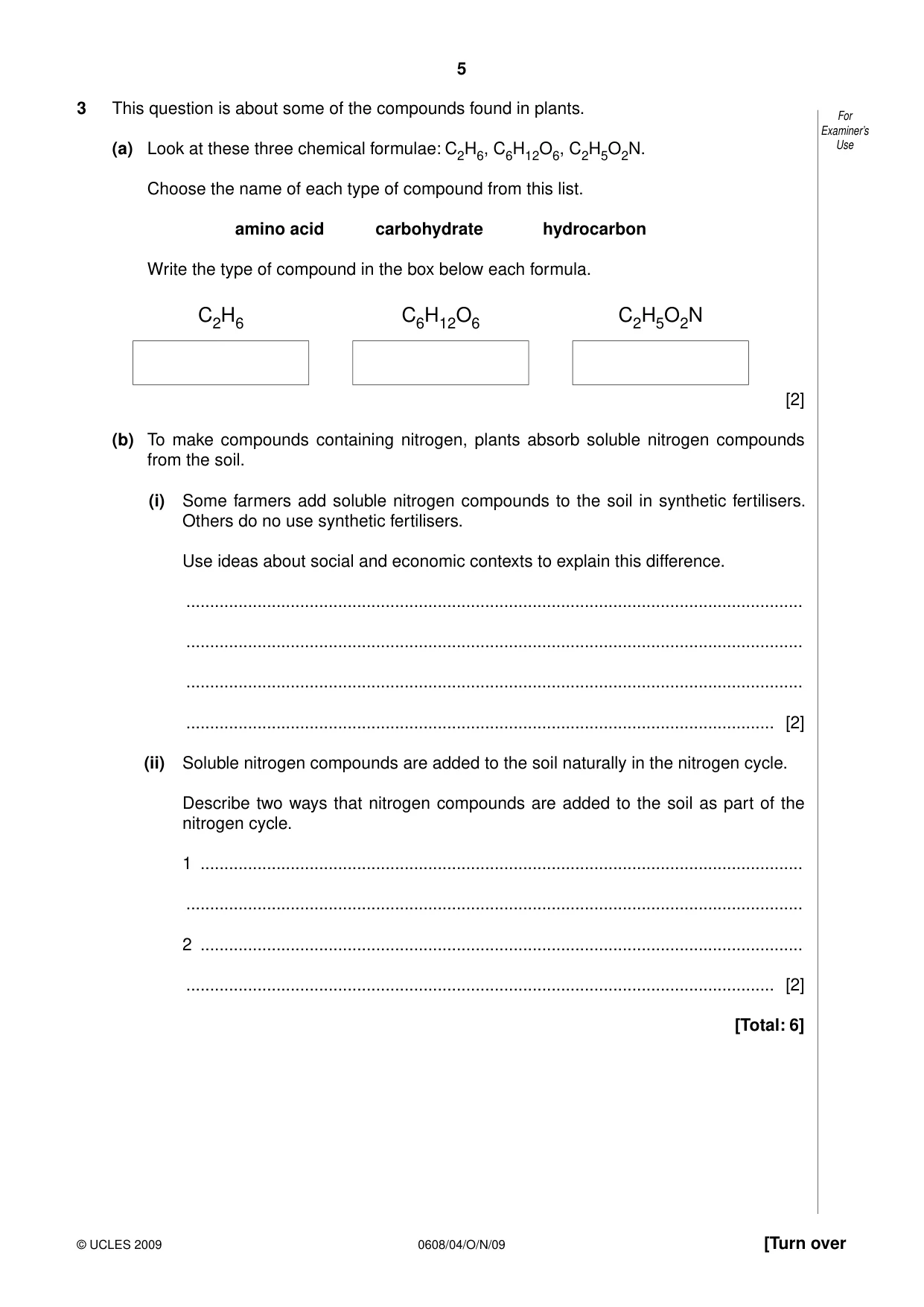 Cambridge IGCSE Twenty-First Century Science 0608 2009 Oct/Nov Paper 4 · Variant 1 question paper, page 5 of 16