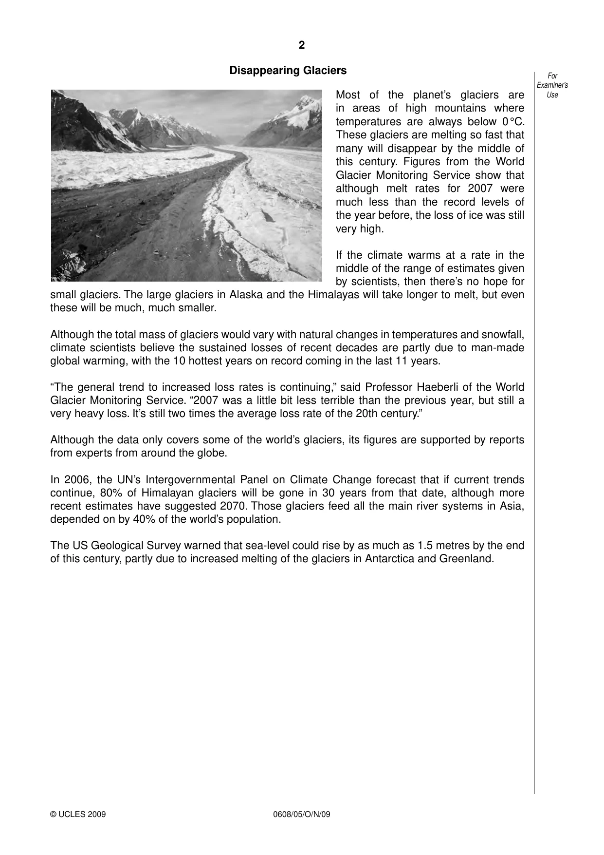 Cambridge IGCSE Twenty-First Century Science 0608 2009 Oct/Nov Paper 5 · Variant 1 question paper, page 2 of 16