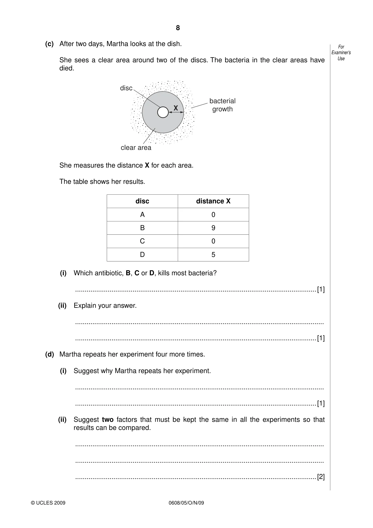 Cambridge IGCSE Twenty-First Century Science 0608 2009 Oct/Nov Paper 5 · Variant 1 question paper, page 8 of 16