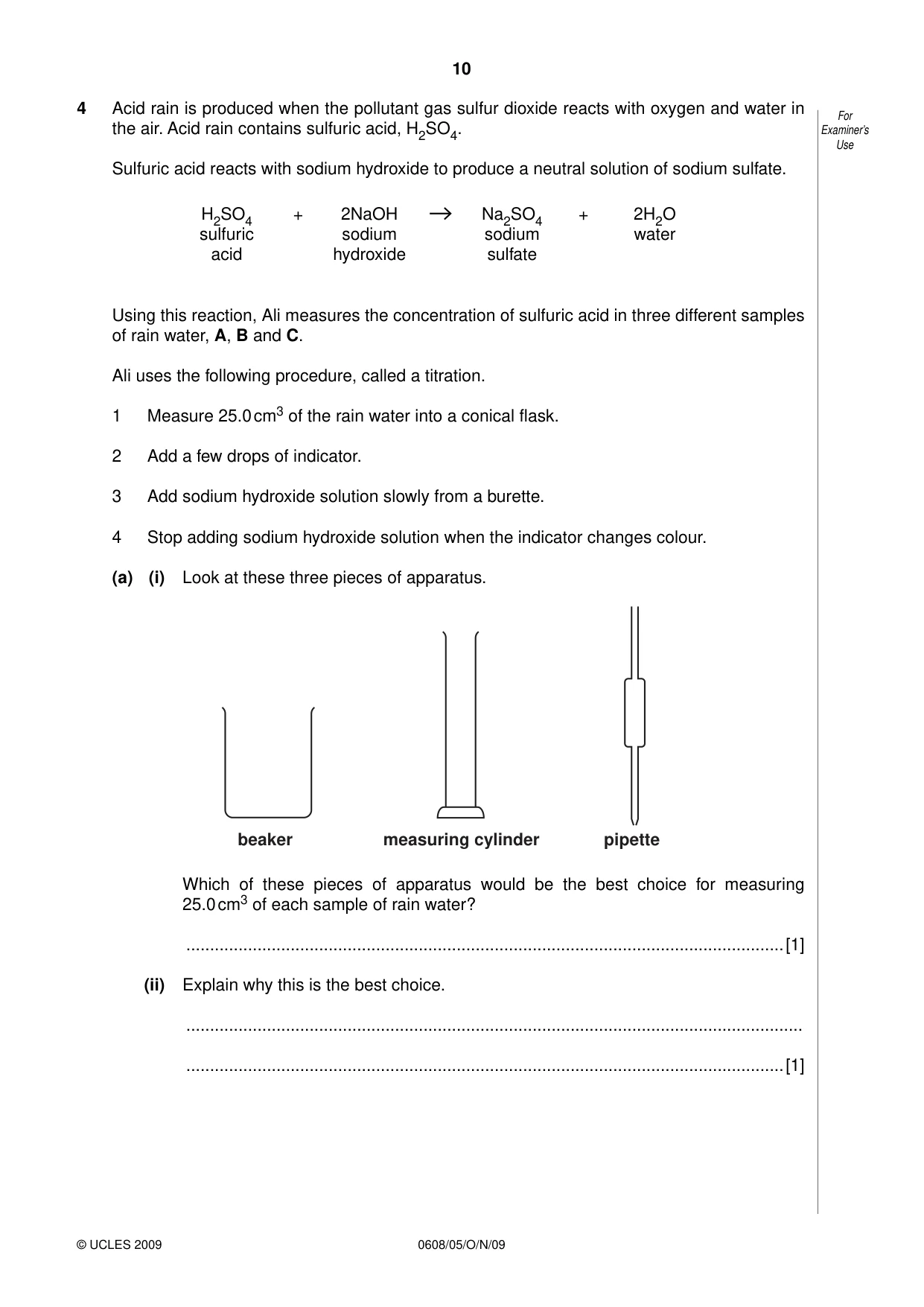Cambridge IGCSE Twenty-First Century Science 0608 2009 Oct/Nov Paper 5 · Variant 1 question paper, page 10 of 16