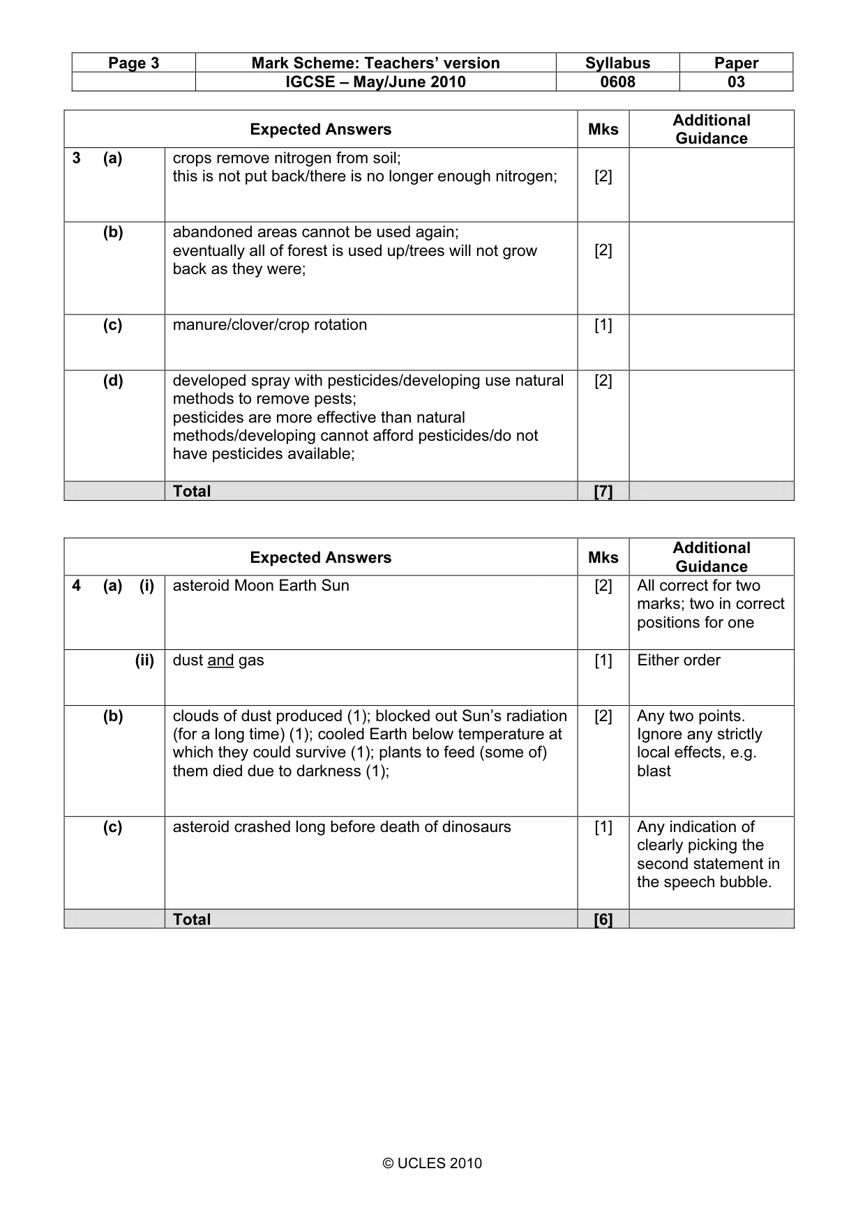 Mark scheme, page 3 of 6