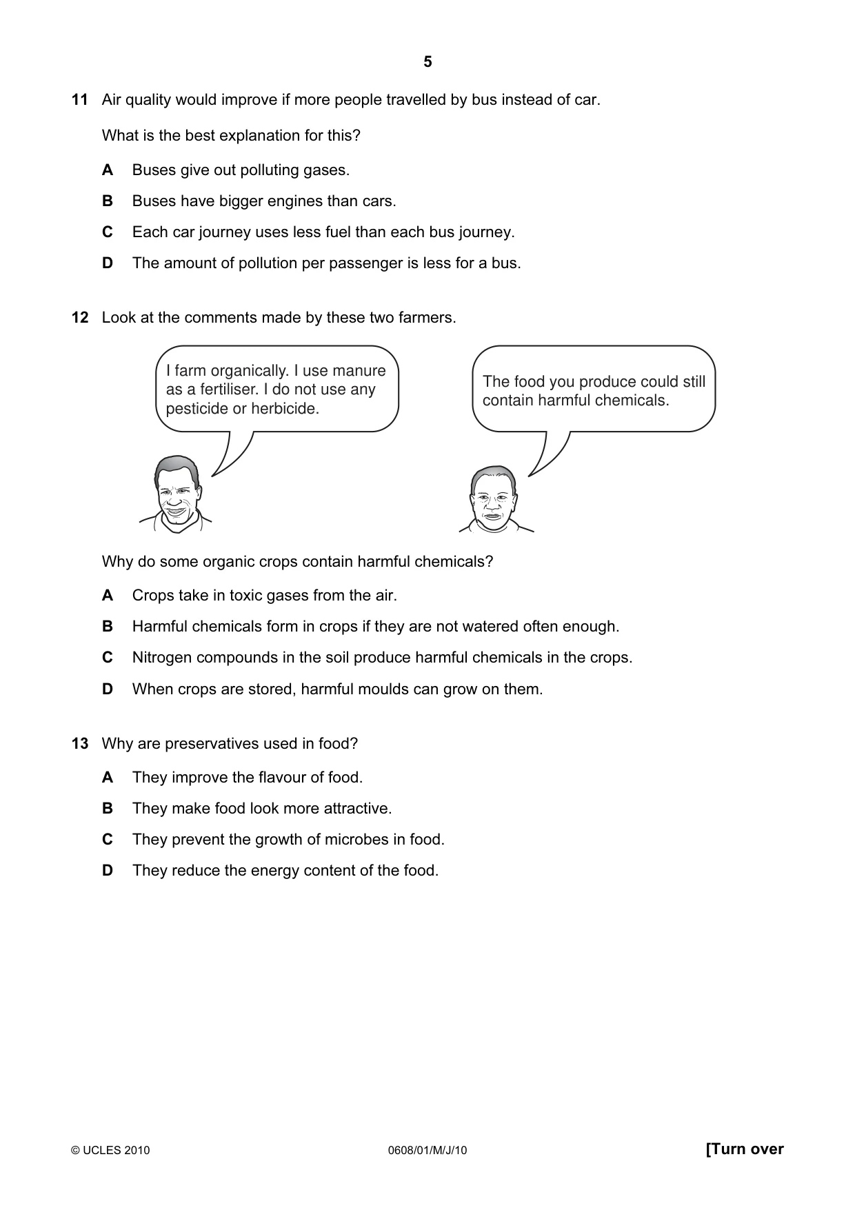 Cambridge IGCSE Twenty-First Century Science 0608 2010 May/June Paper 1 · Variant 1 question paper, page 5 of 16