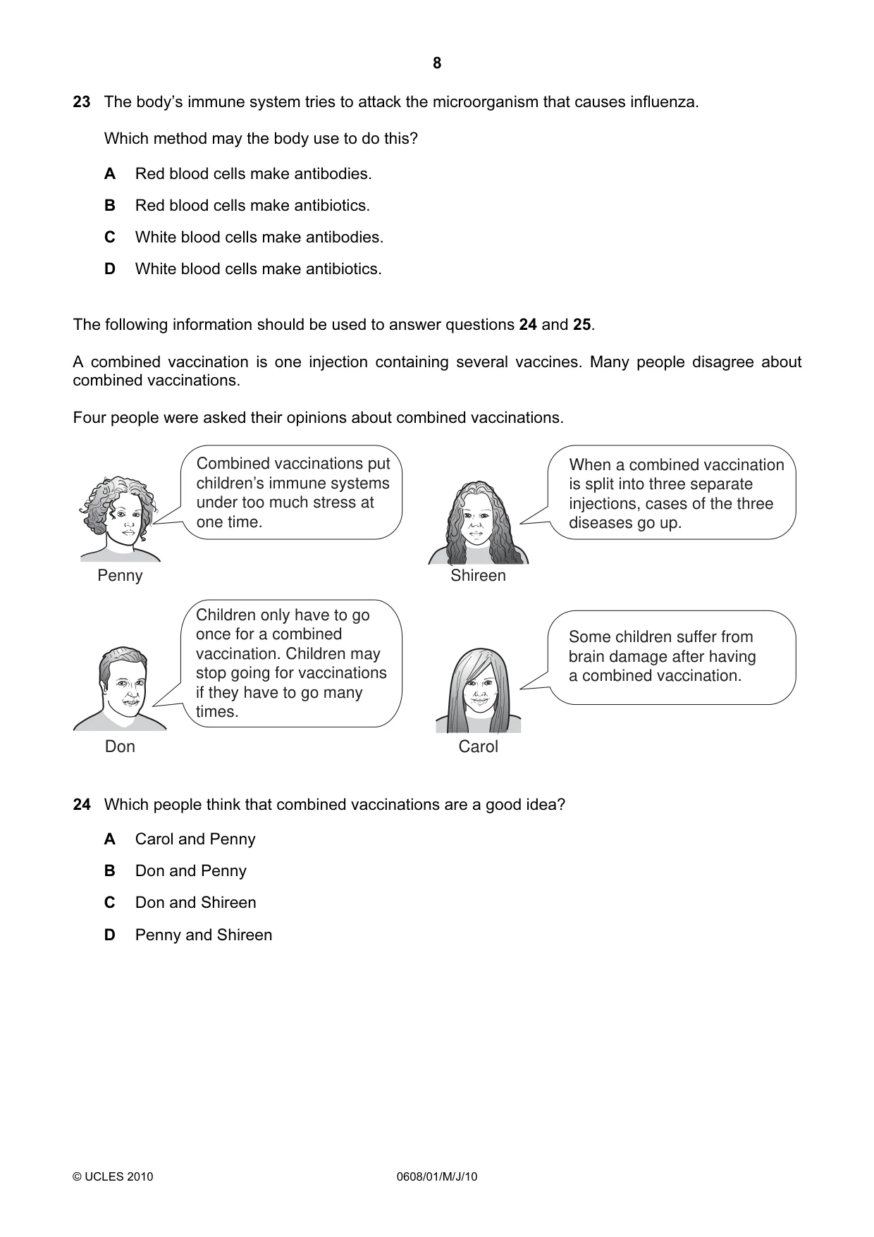 Cambridge IGCSE Twenty-First Century Science 0608 2010 May/June Paper 1 · Variant 1 question paper, page 8 of 16