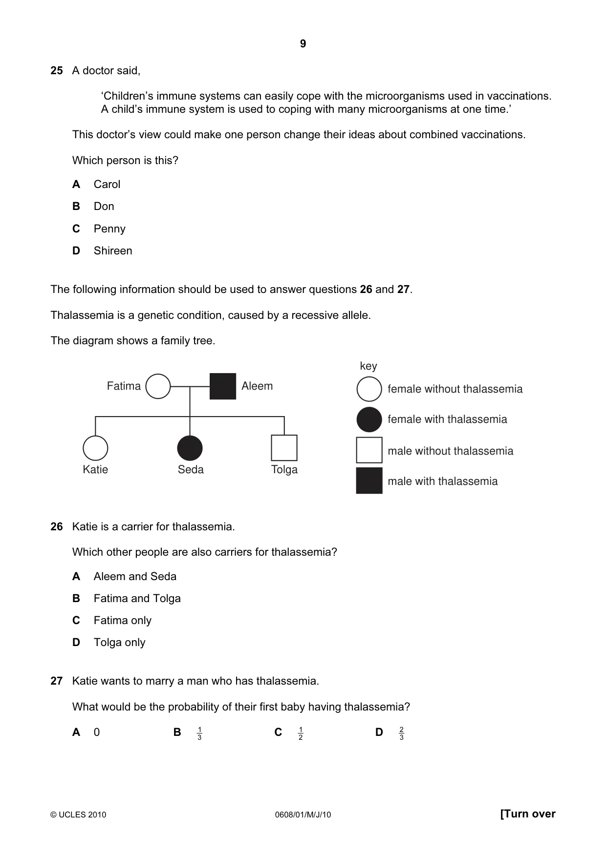 Cambridge IGCSE Twenty-First Century Science 0608 2010 May/June Paper 1 · Variant 1 question paper, page 9 of 16