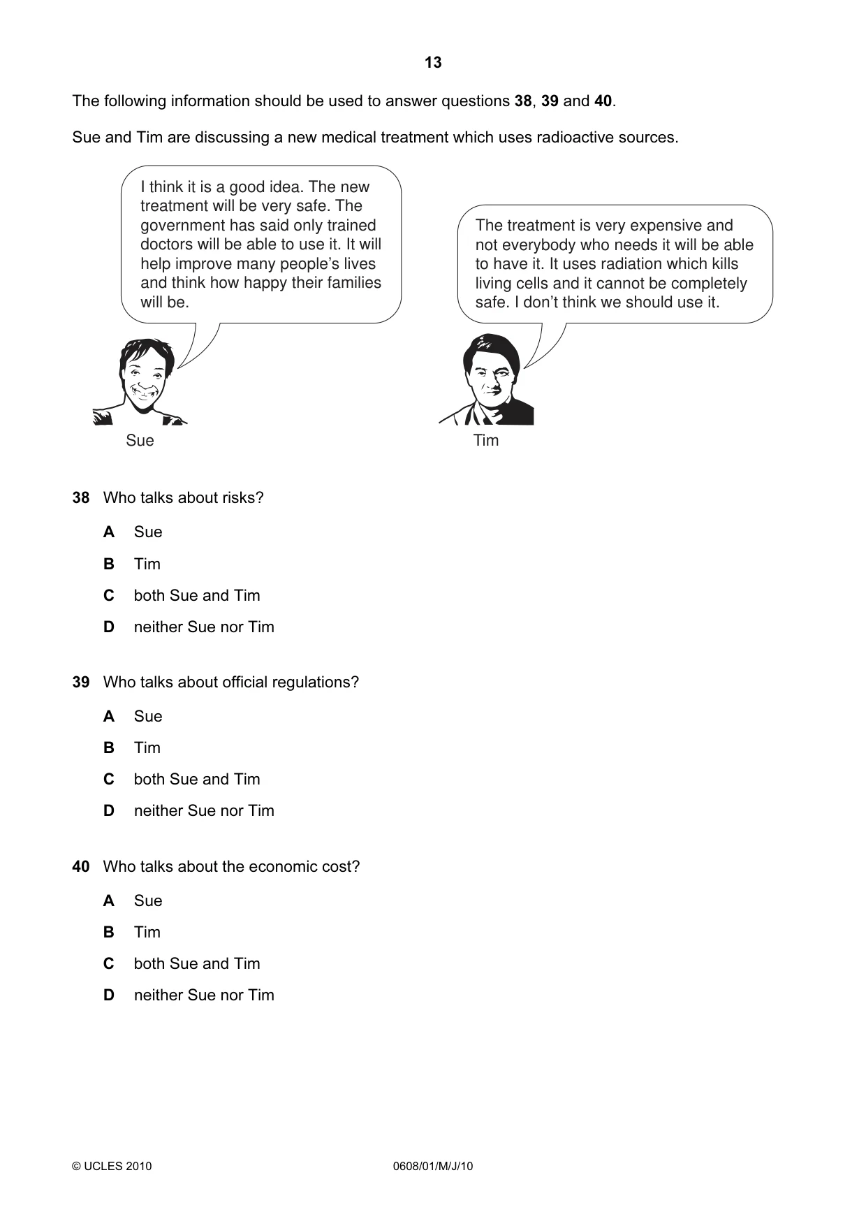 Cambridge IGCSE Twenty-First Century Science 0608 2010 May/June Paper 1 · Variant 1 question paper, page 13 of 16