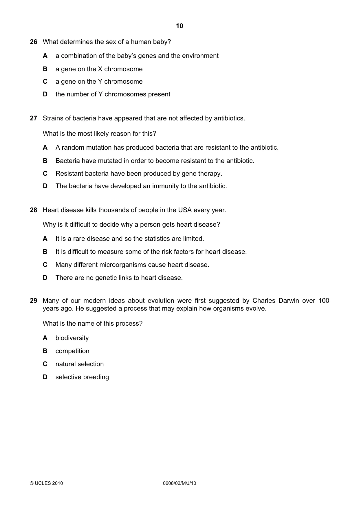 Cambridge IGCSE Twenty-First Century Science 0608 2010 May/June Paper 2 · Variant 1 question paper, page 10 of 16
