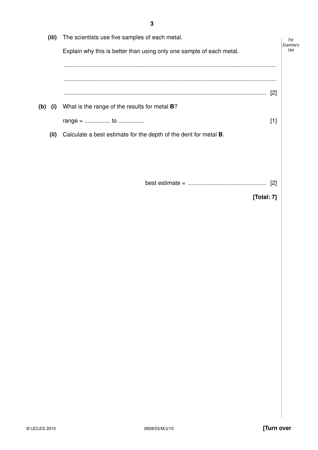 Cambridge IGCSE Twenty-First Century Science 0608 2010 May/June Paper 3 · Variant 1 question paper, page 3 of 16