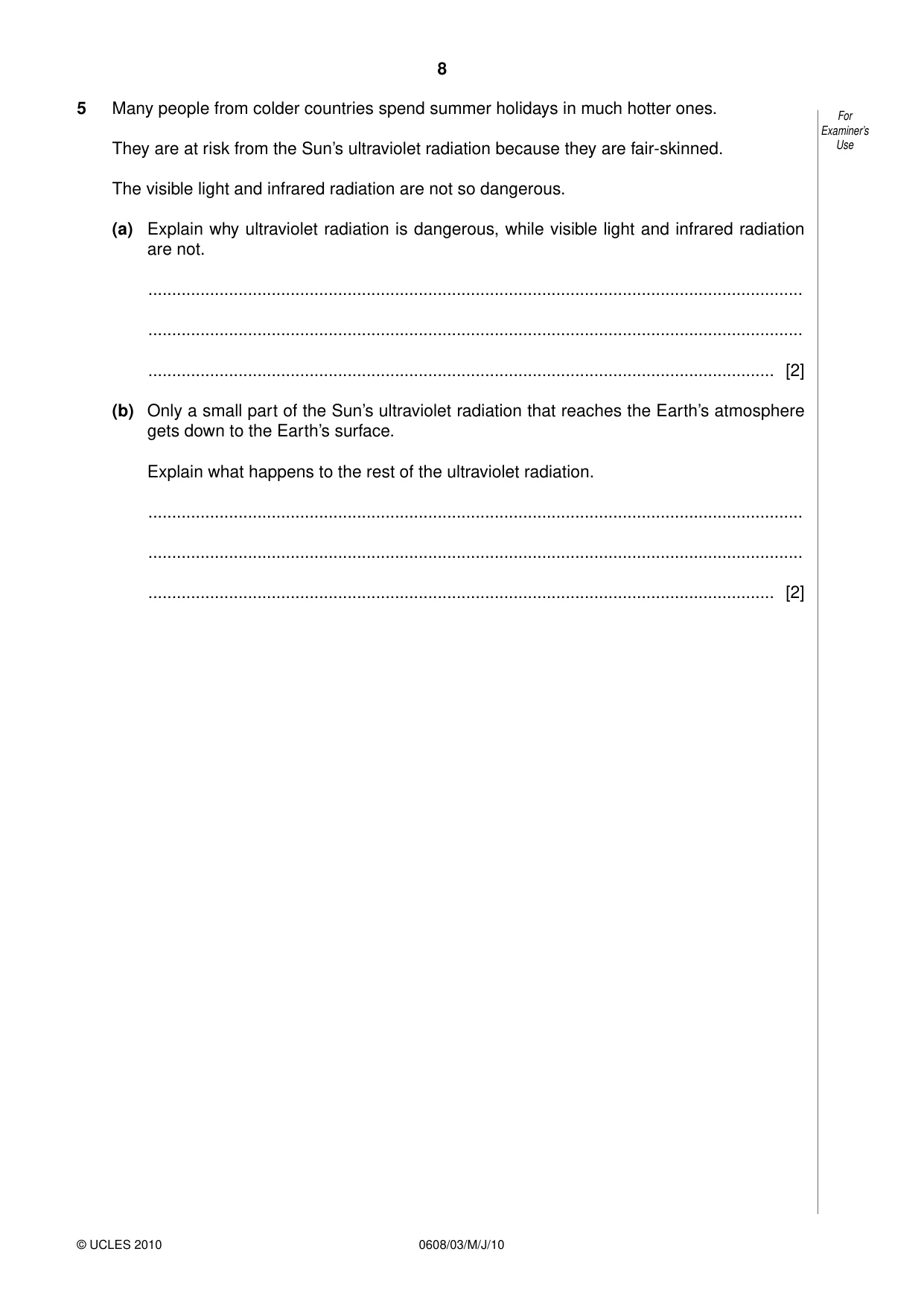 Cambridge IGCSE Twenty-First Century Science 0608 2010 May/June Paper 3 · Variant 1 question paper, page 8 of 16