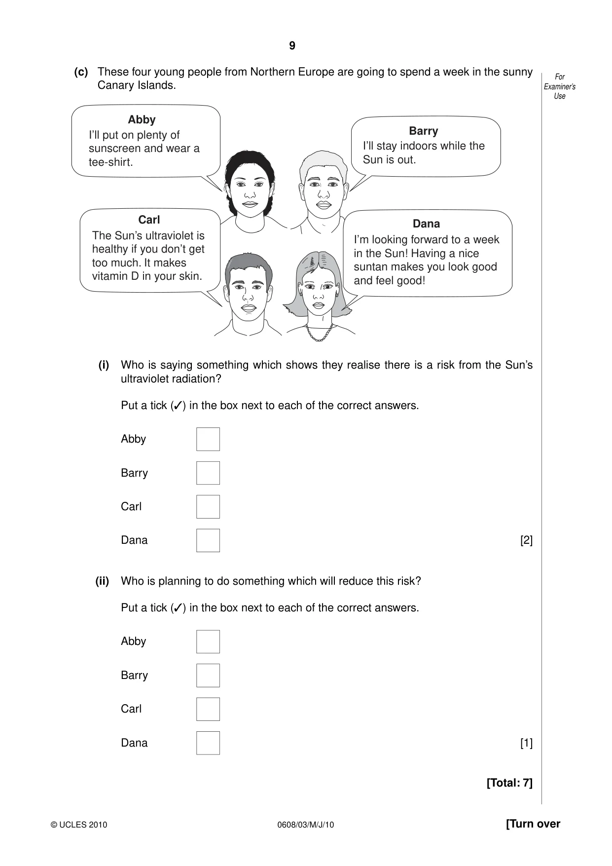 Cambridge IGCSE Twenty-First Century Science 0608 2010 May/June Paper 3 · Variant 1 question paper, page 9 of 16
