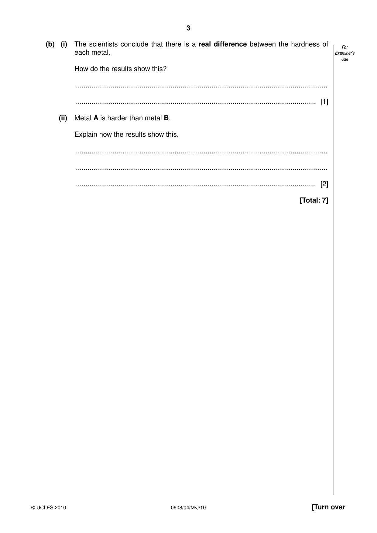 Cambridge IGCSE Twenty-First Century Science 0608 2010 May/June Paper 4 · Variant 1 question paper, page 3 of 16