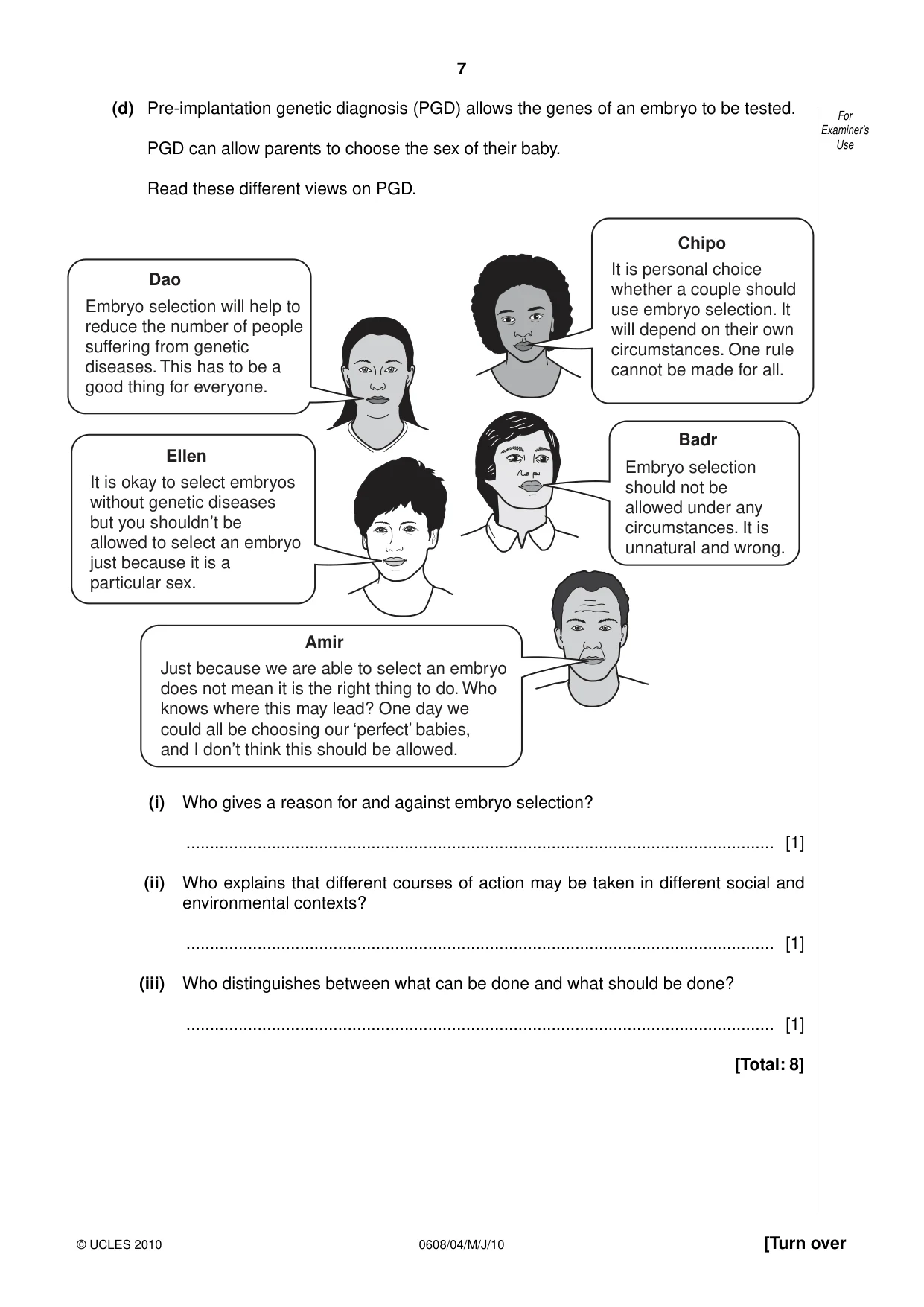 Cambridge IGCSE Twenty-First Century Science 0608 2010 May/June Paper 4 · Variant 1 question paper, page 7 of 16
