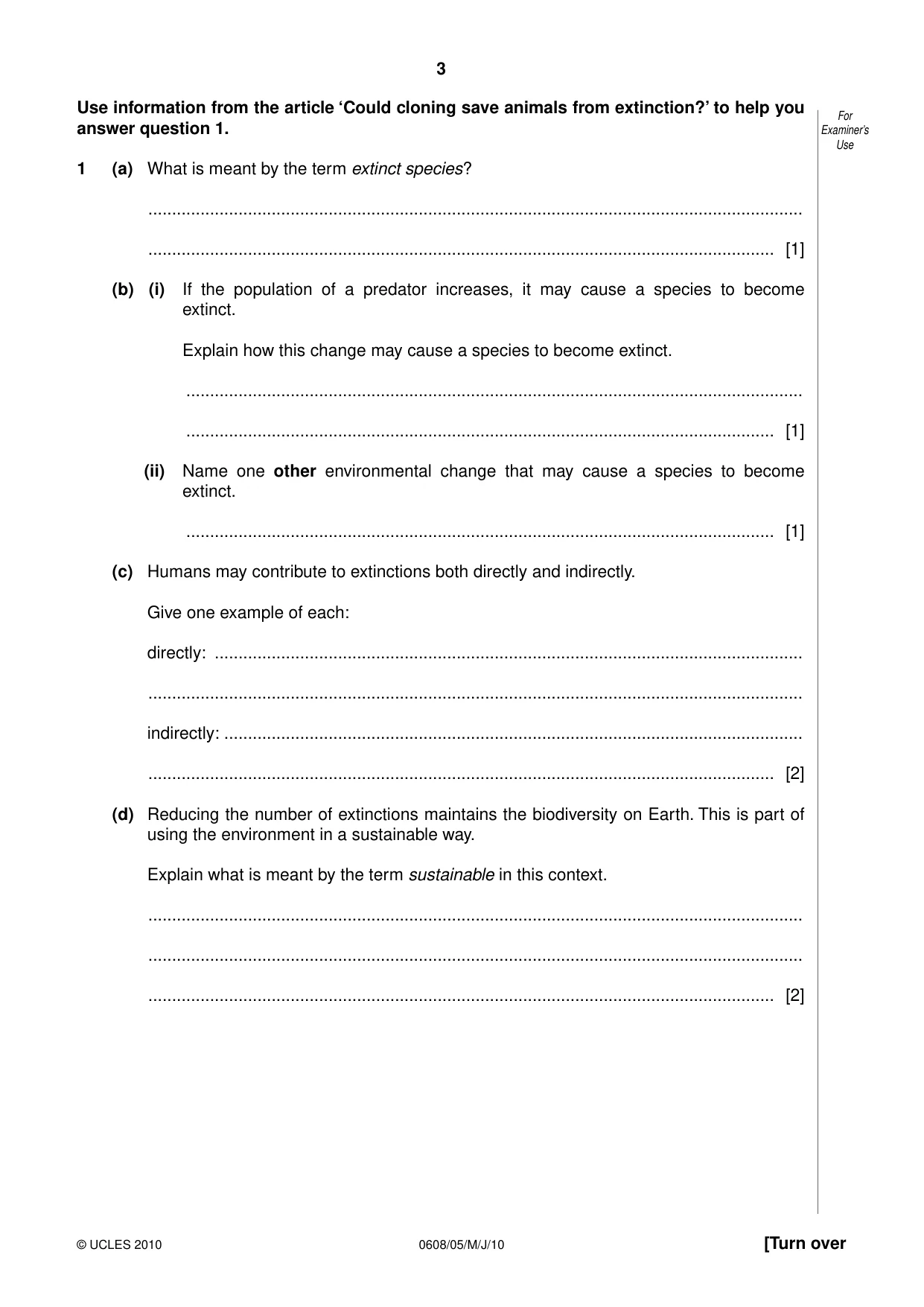 Cambridge IGCSE Twenty-First Century Science 0608 2010 May/June Paper 5 · Variant 1 question paper, page 3 of 16