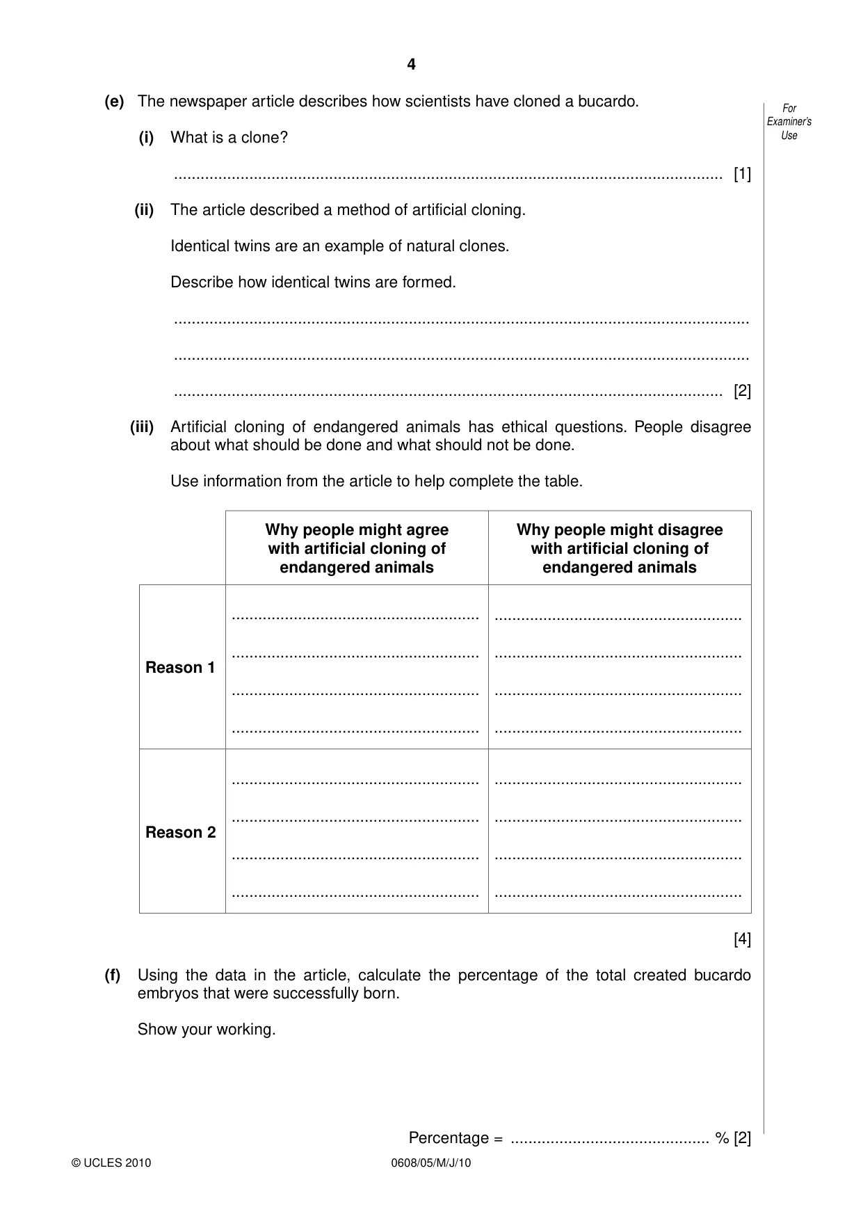 Cambridge IGCSE Twenty-First Century Science 0608 2010 May/June Paper 5 · Variant 1 question paper, page 4 of 16
