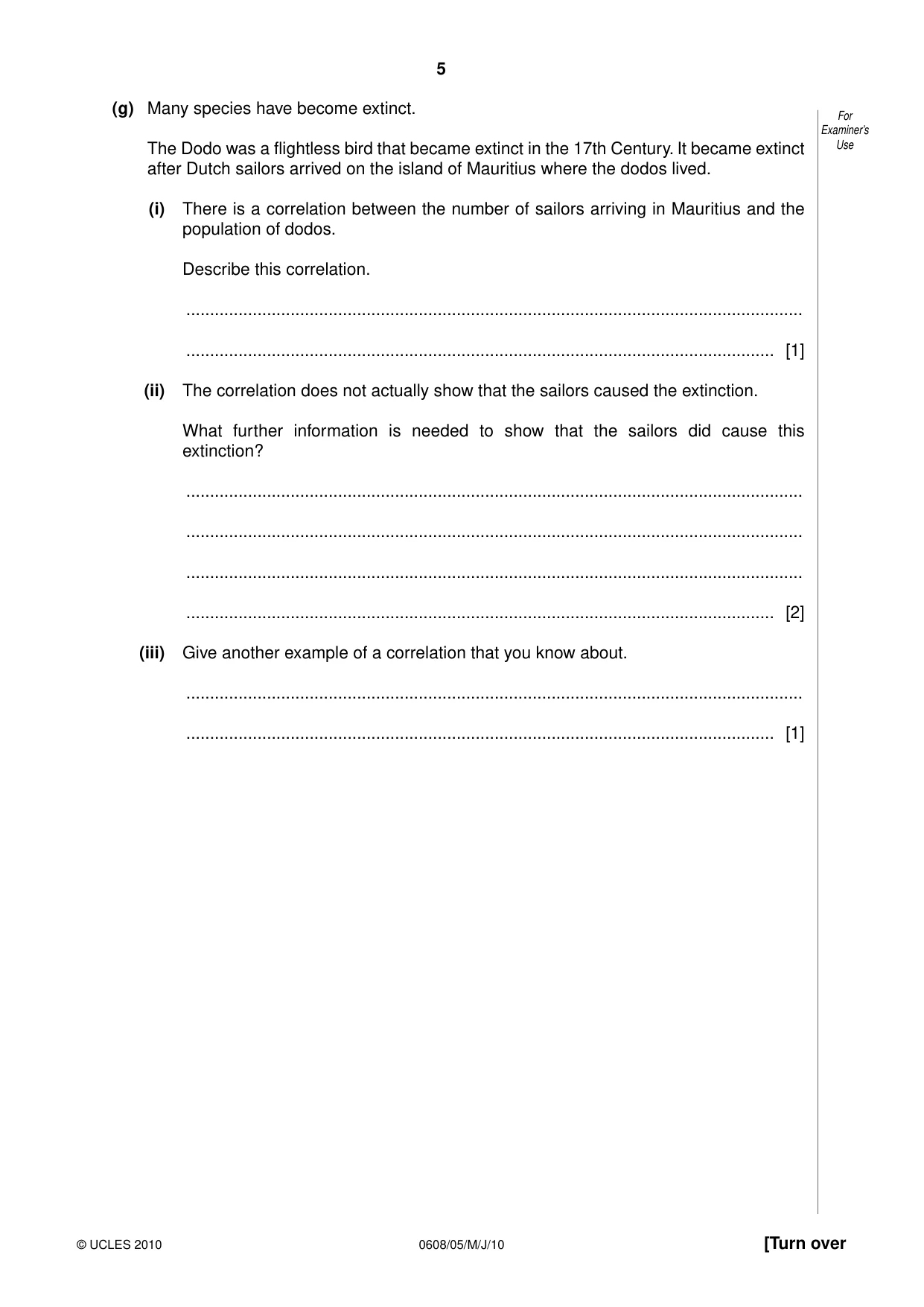 Cambridge IGCSE Twenty-First Century Science 0608 2010 May/June Paper 5 · Variant 1 question paper, page 5 of 16