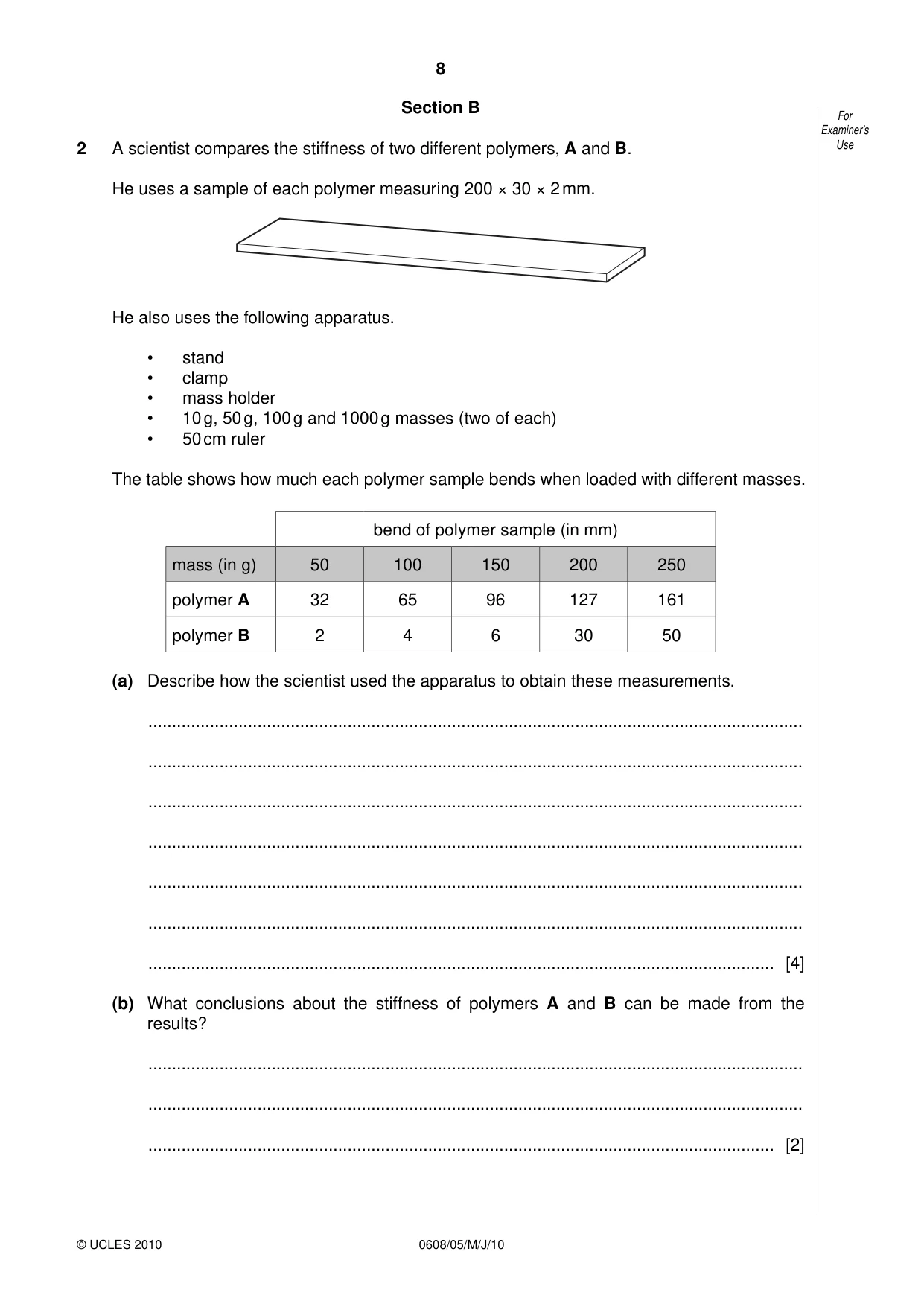 Cambridge IGCSE Twenty-First Century Science 0608 2010 May/June Paper 5 · Variant 1 question paper, page 8 of 16