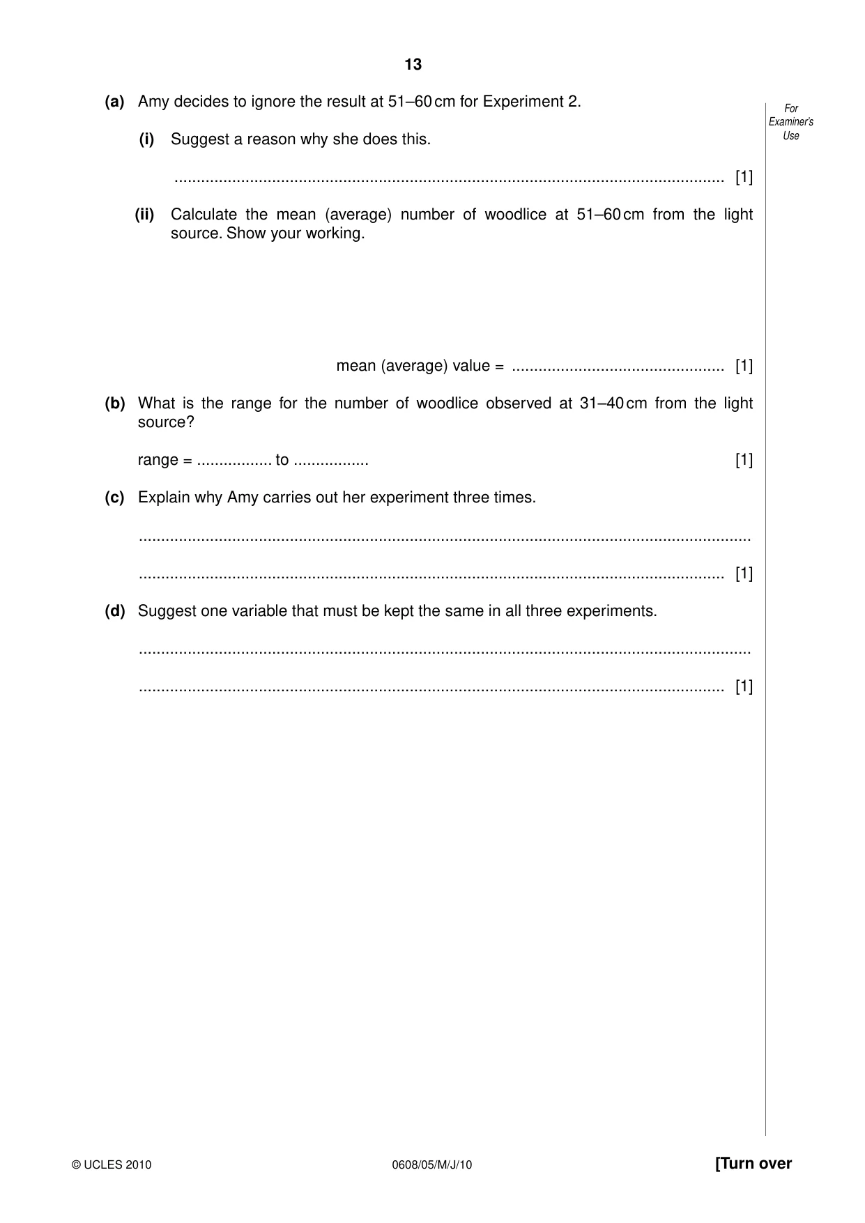 Cambridge IGCSE Twenty-First Century Science 0608 2010 May/June Paper 5 · Variant 1 question paper, page 13 of 16