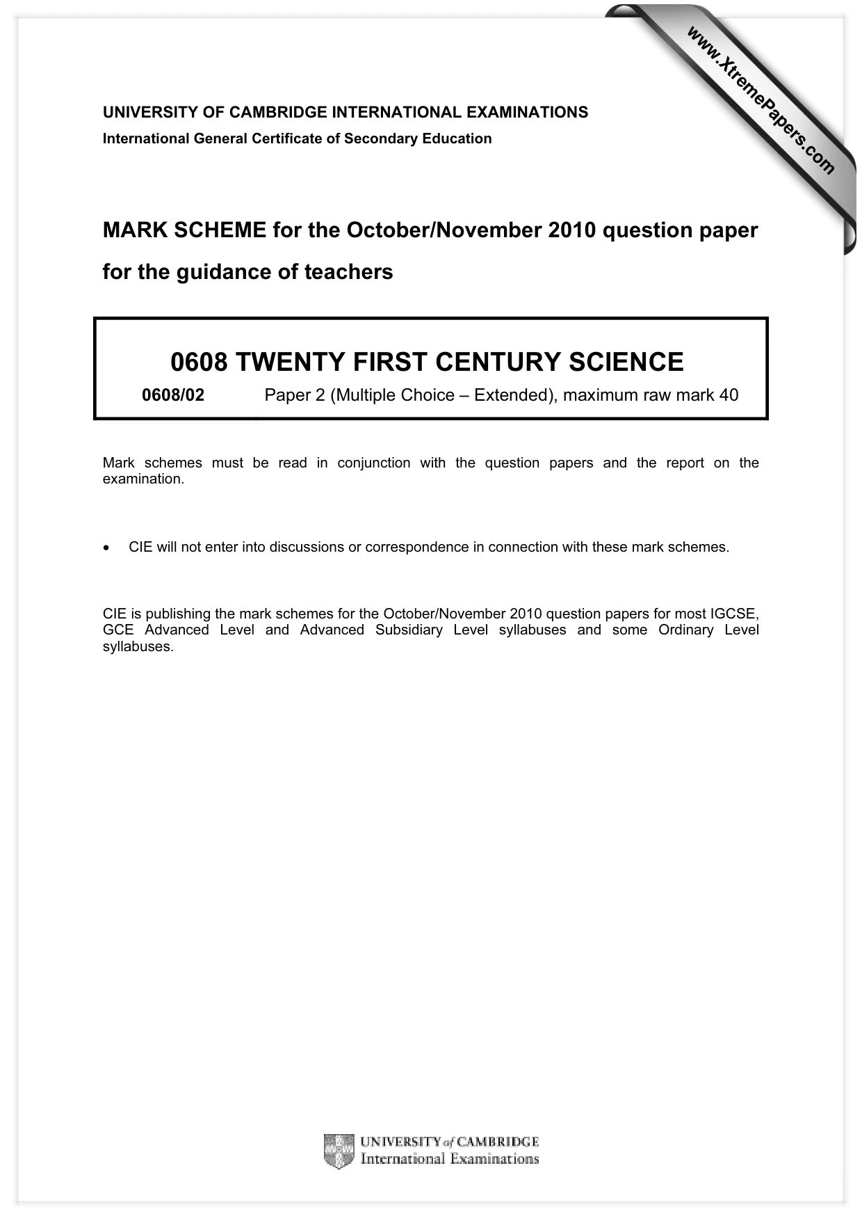 Mark scheme, page 1 of 2