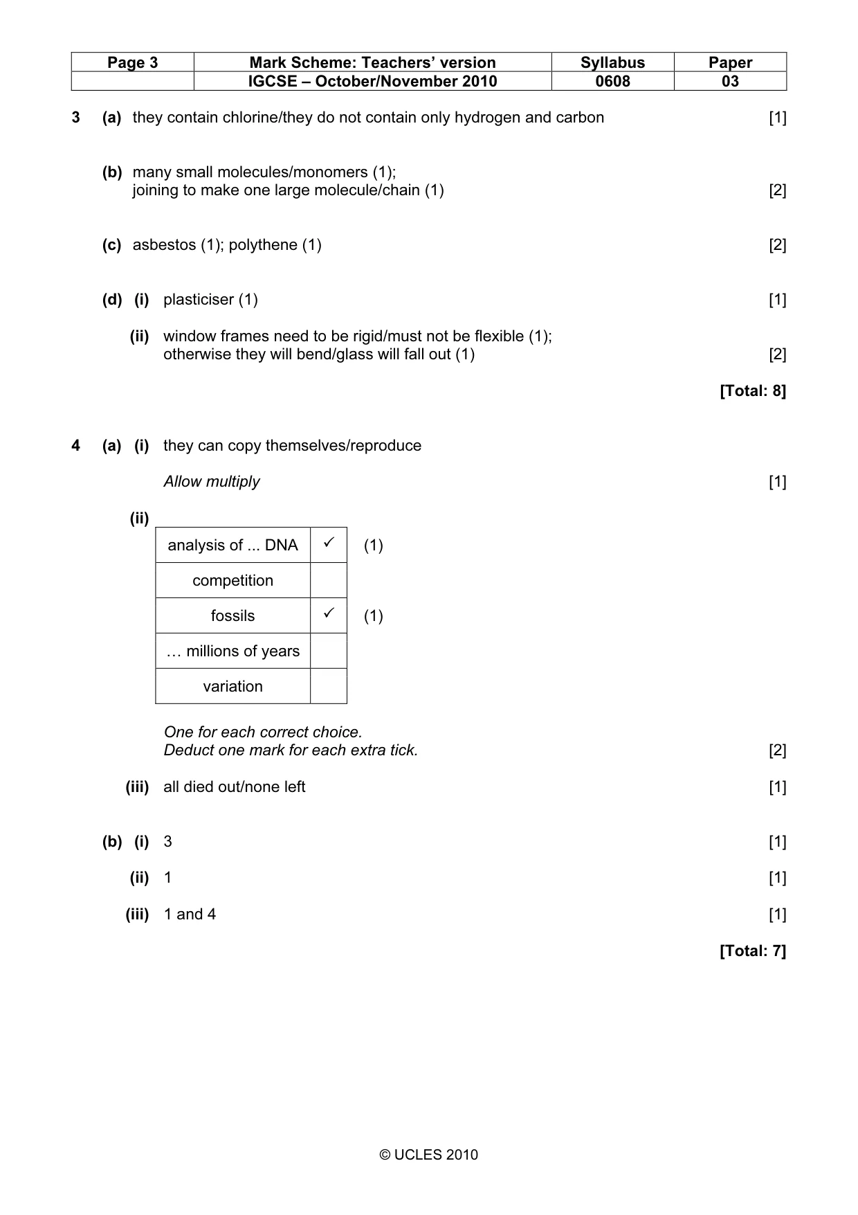 Mark scheme, page 3 of 6