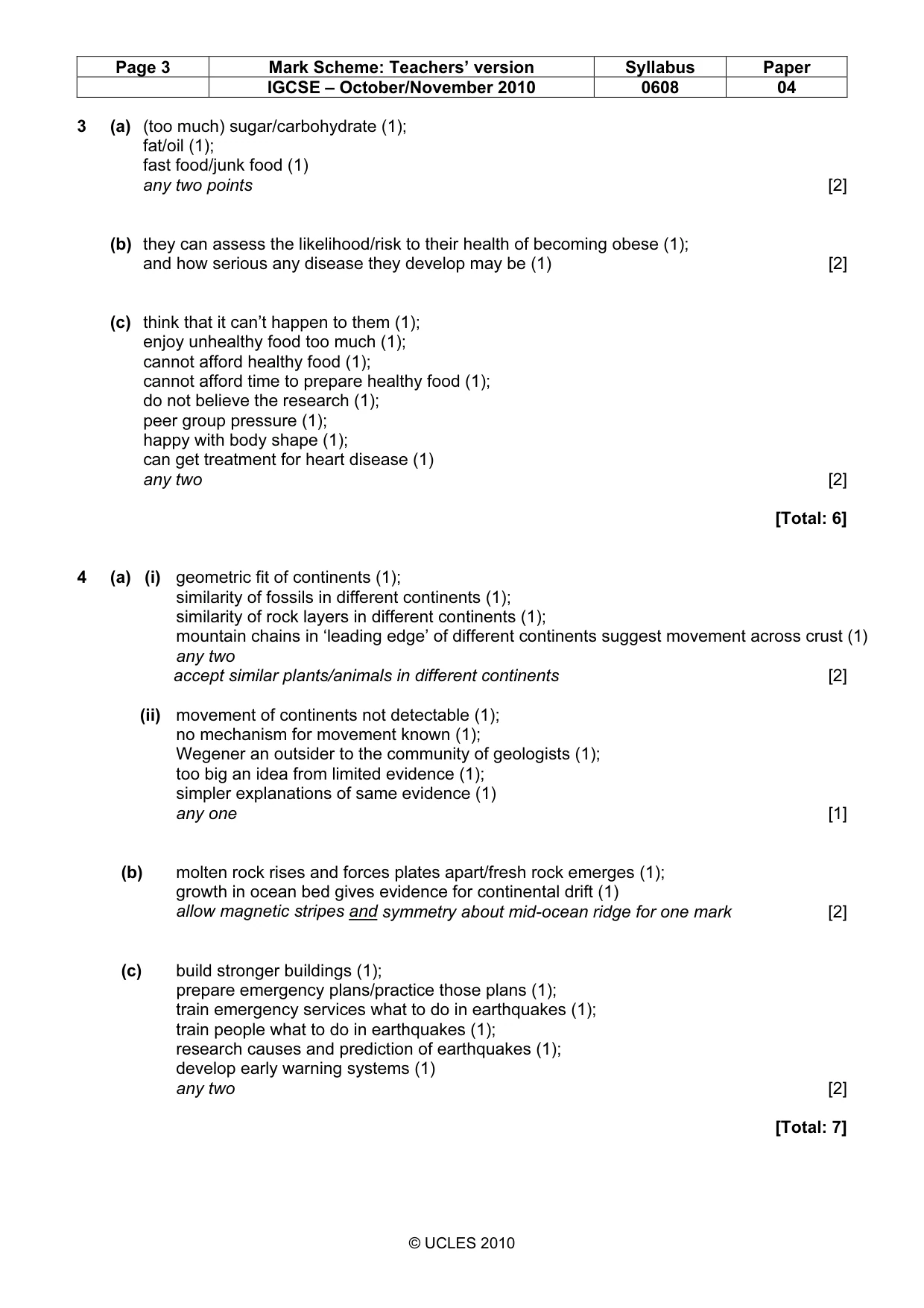 Mark scheme, page 3 of 6