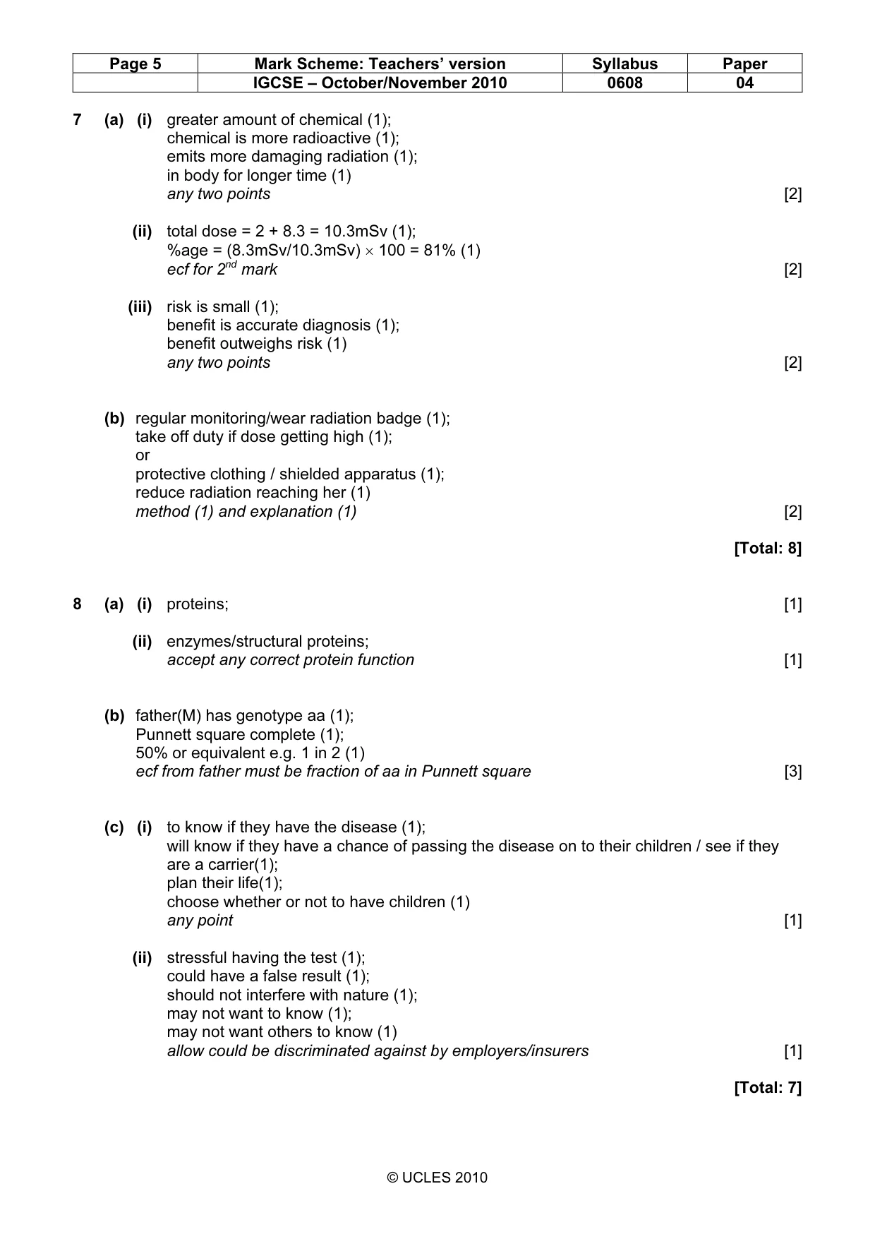 Mark scheme, page 5 of 6