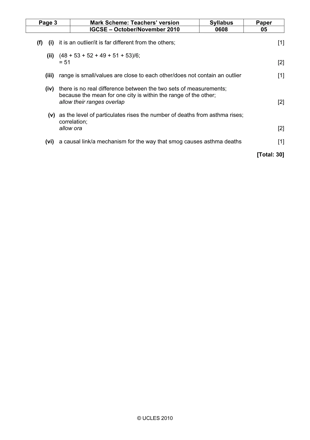Mark scheme, page 3 of 5