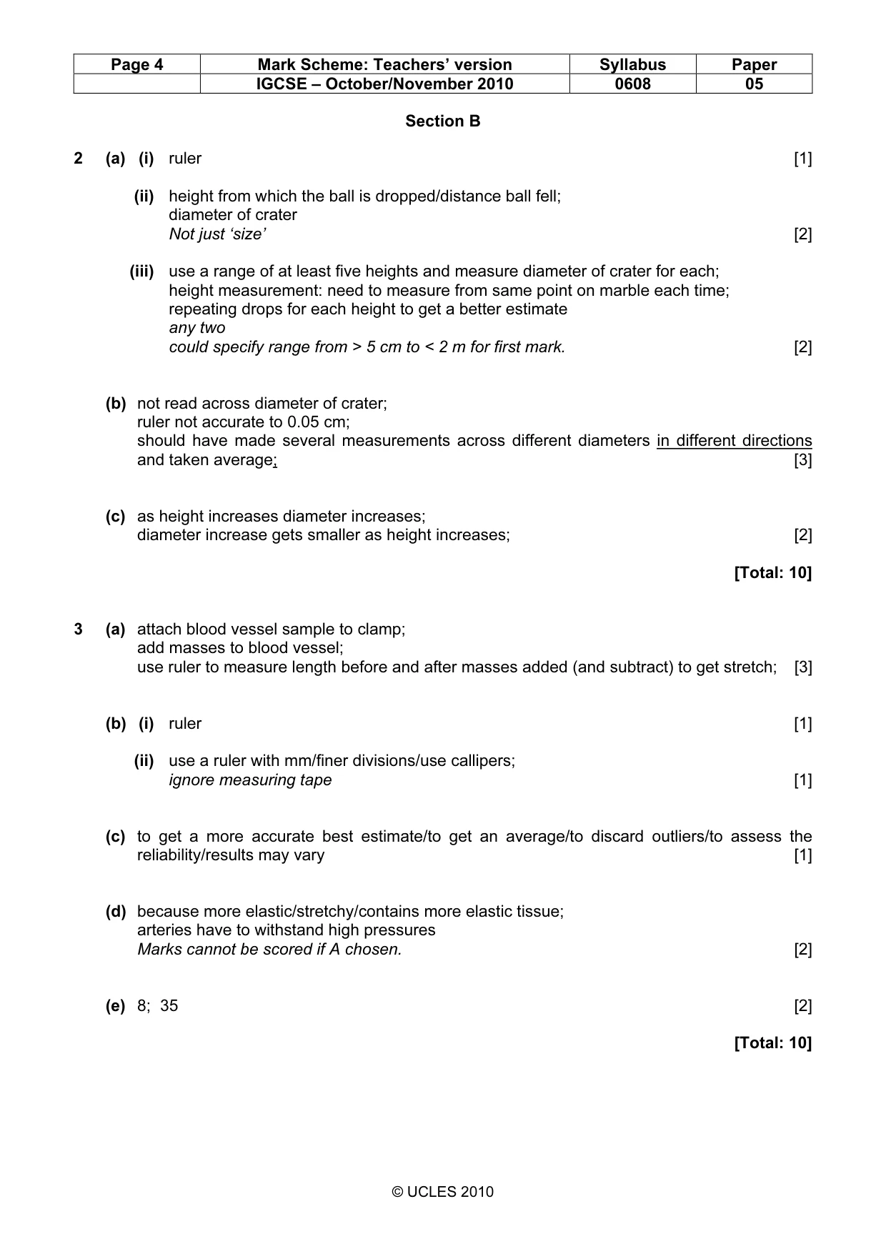 Mark scheme, page 4 of 5