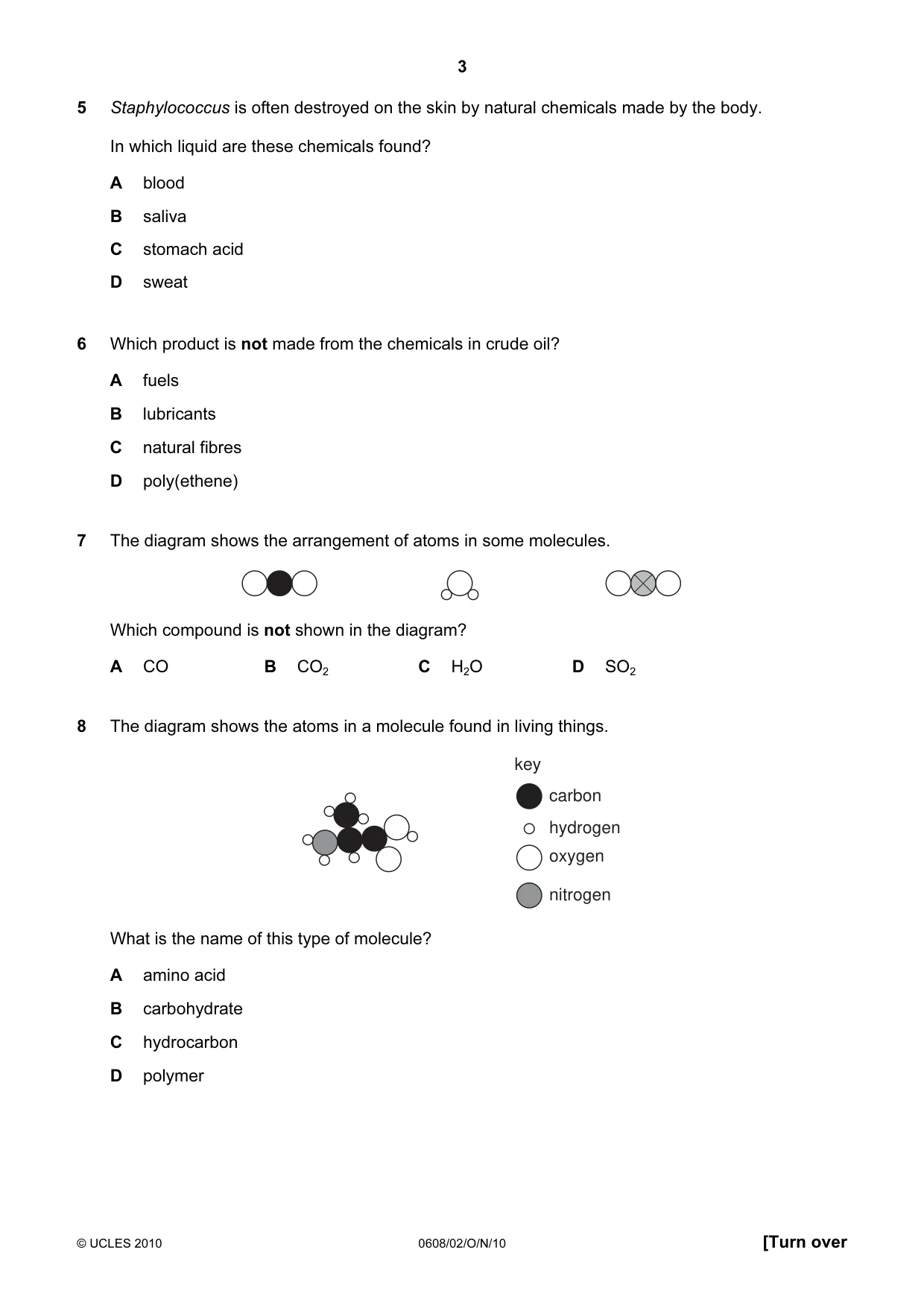 Cambridge IGCSE Twenty-First Century Science 0608 2010 Oct/Nov Paper 2 · Variant 1 question paper, page 3 of 16