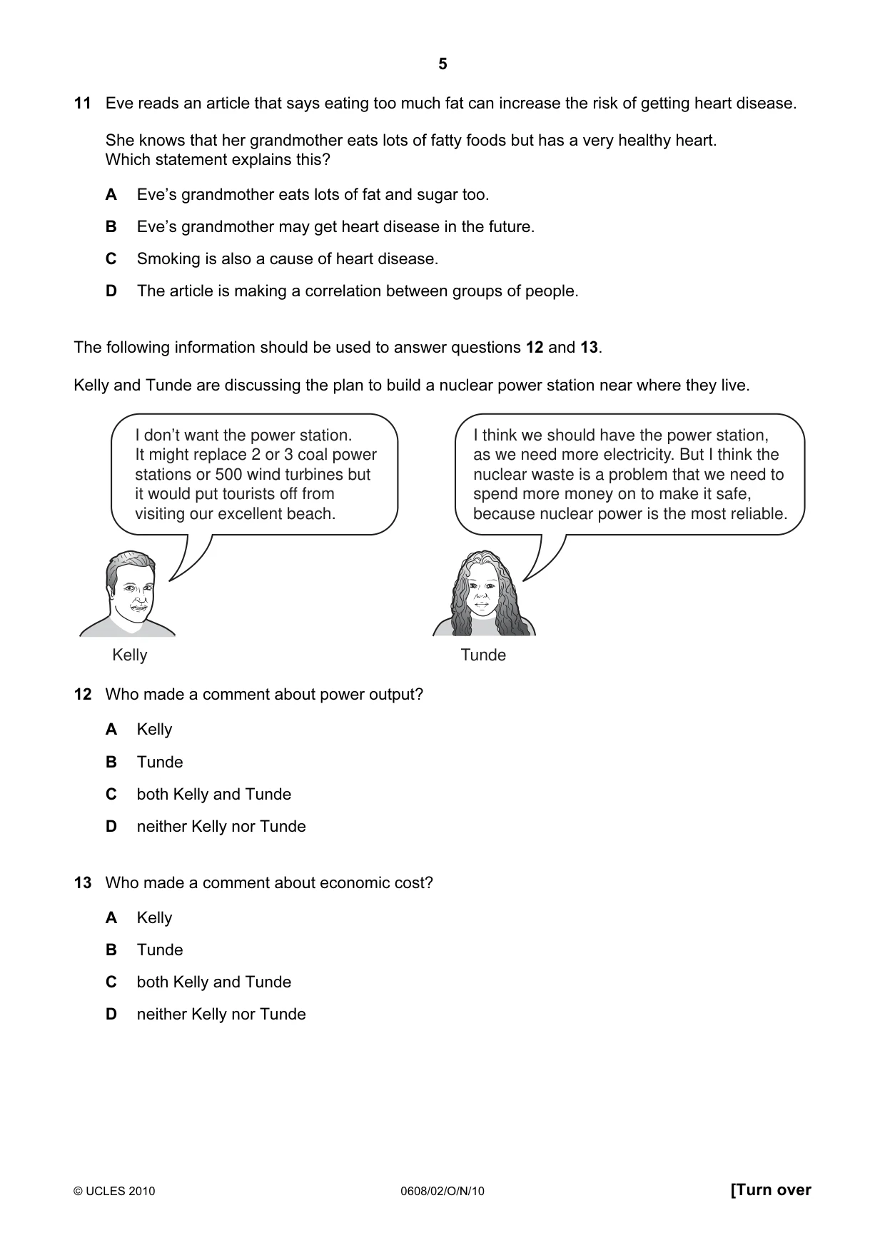 Cambridge IGCSE Twenty-First Century Science 0608 2010 Oct/Nov Paper 2 · Variant 1 question paper, page 5 of 16